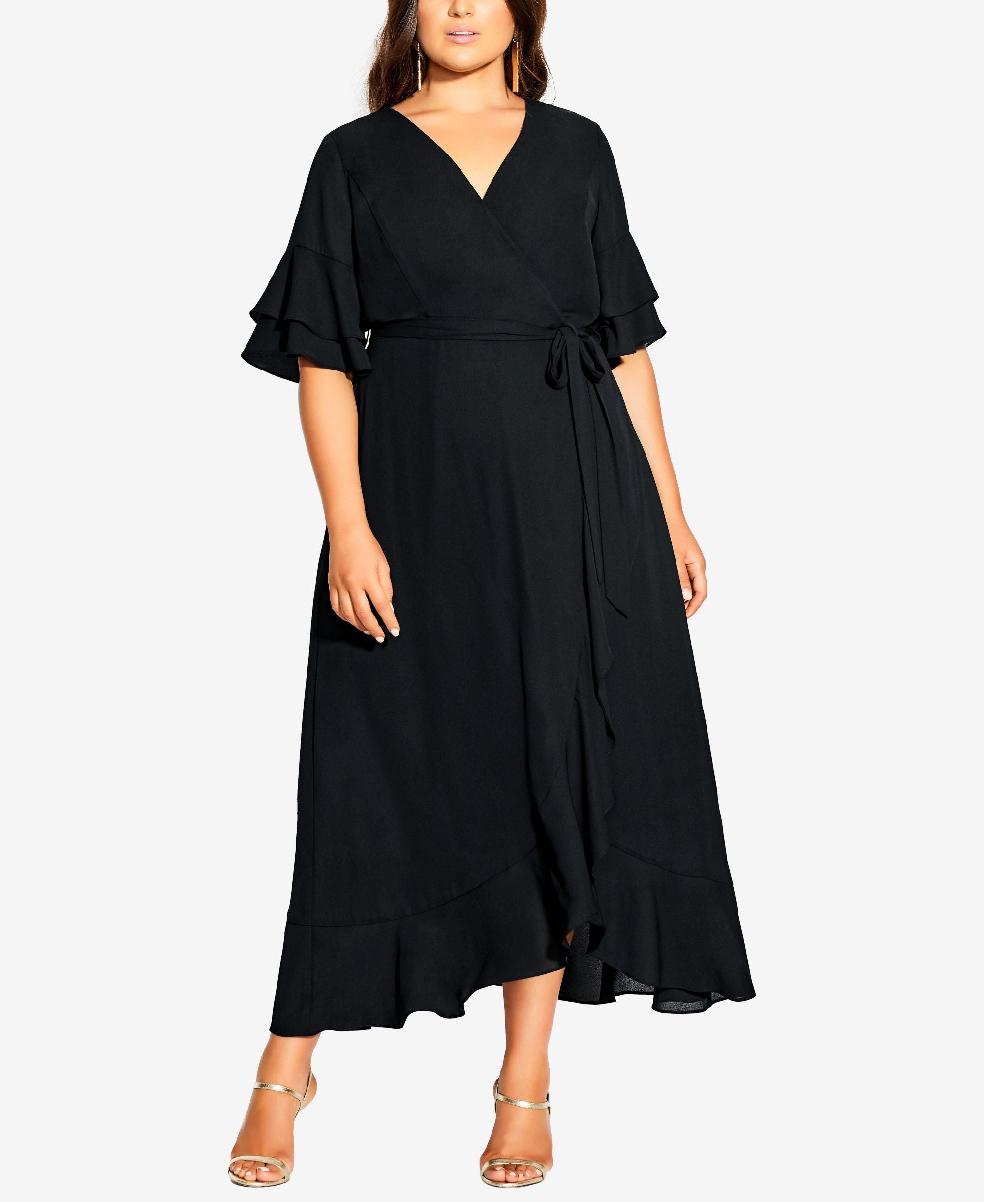 City Chic Flutter Me Wrap Maxi Dress