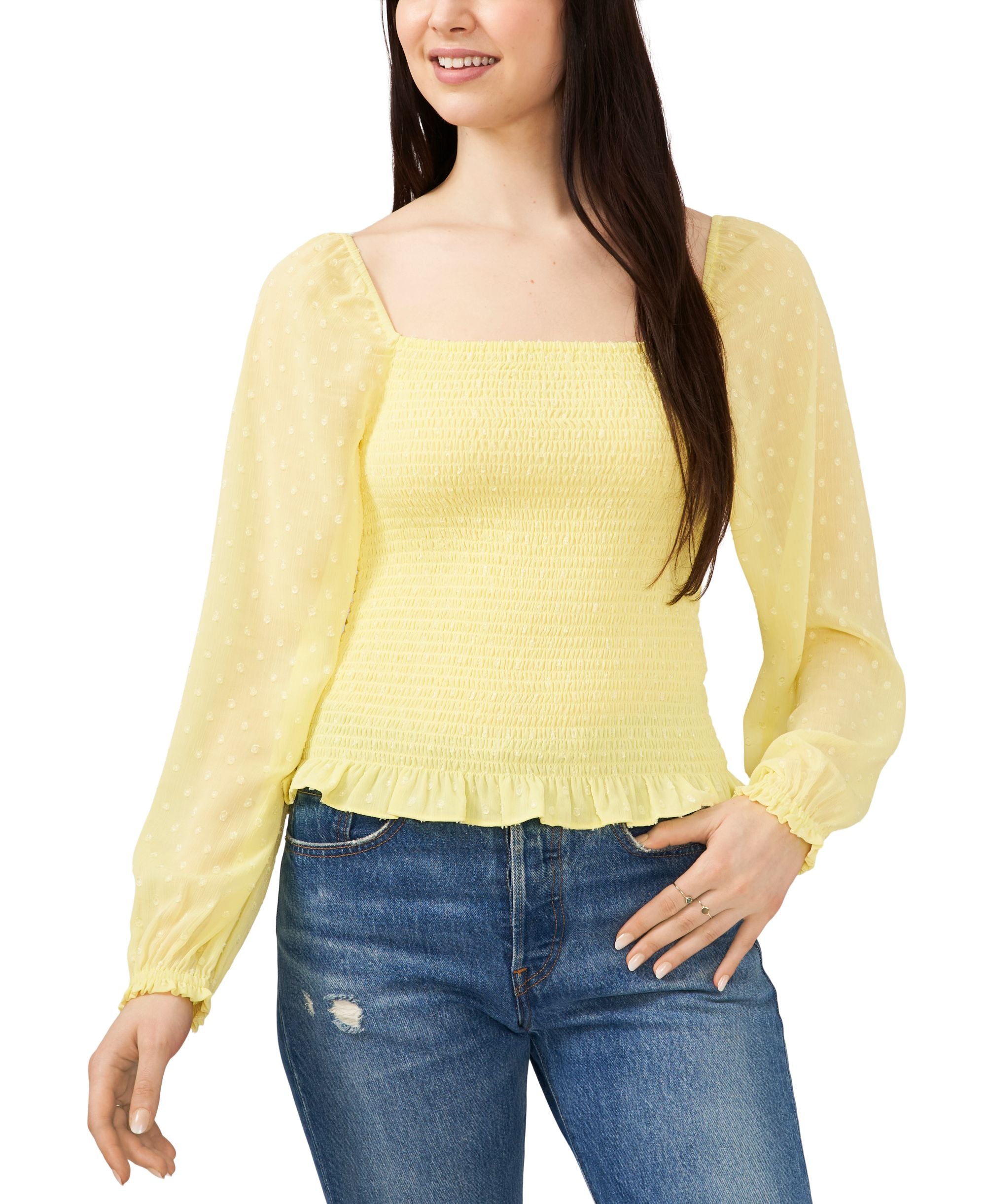 Riley Rae Square Neck Smocked Blouse