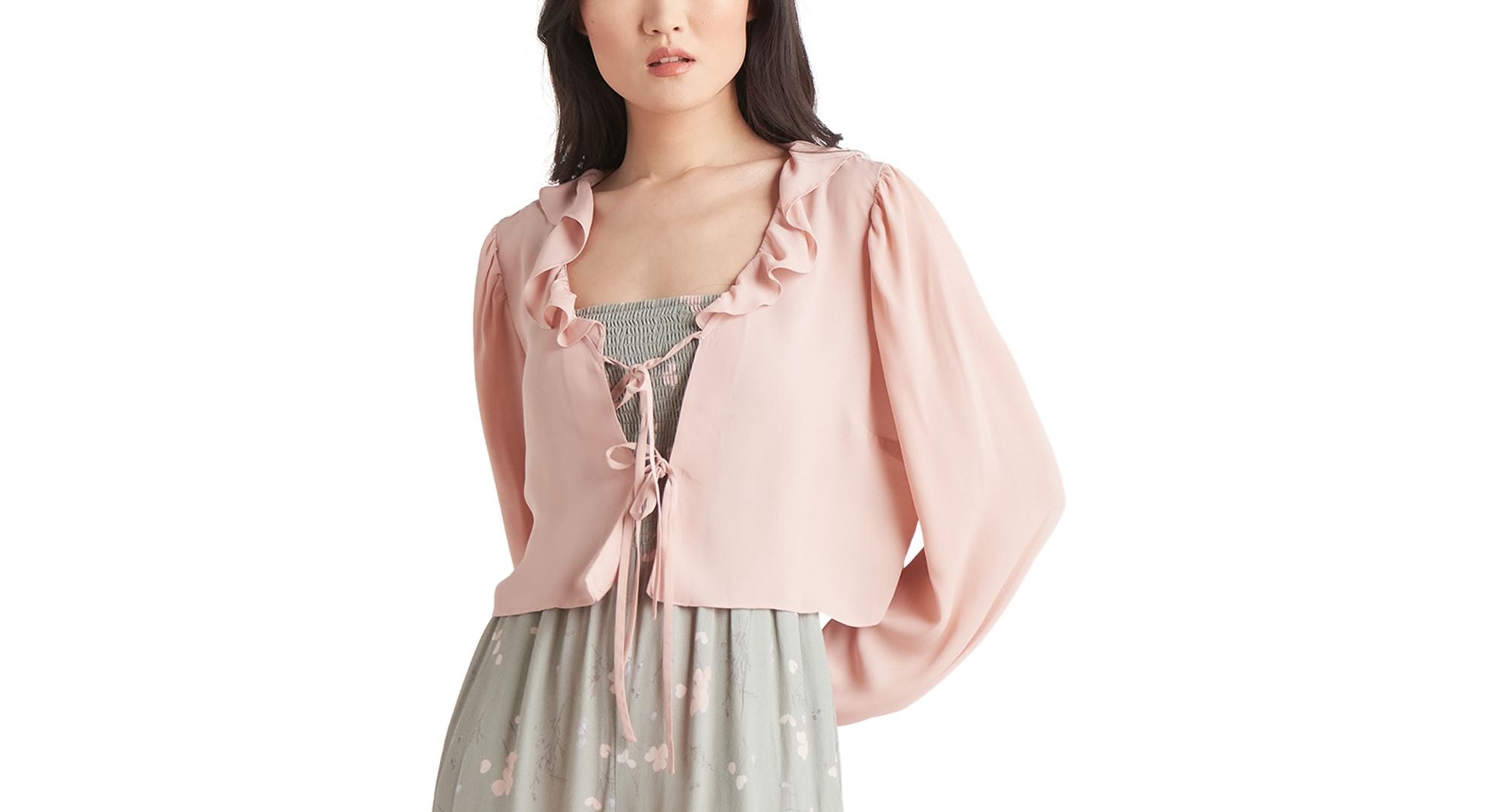 Black Tape Ruffled Tie Front Top