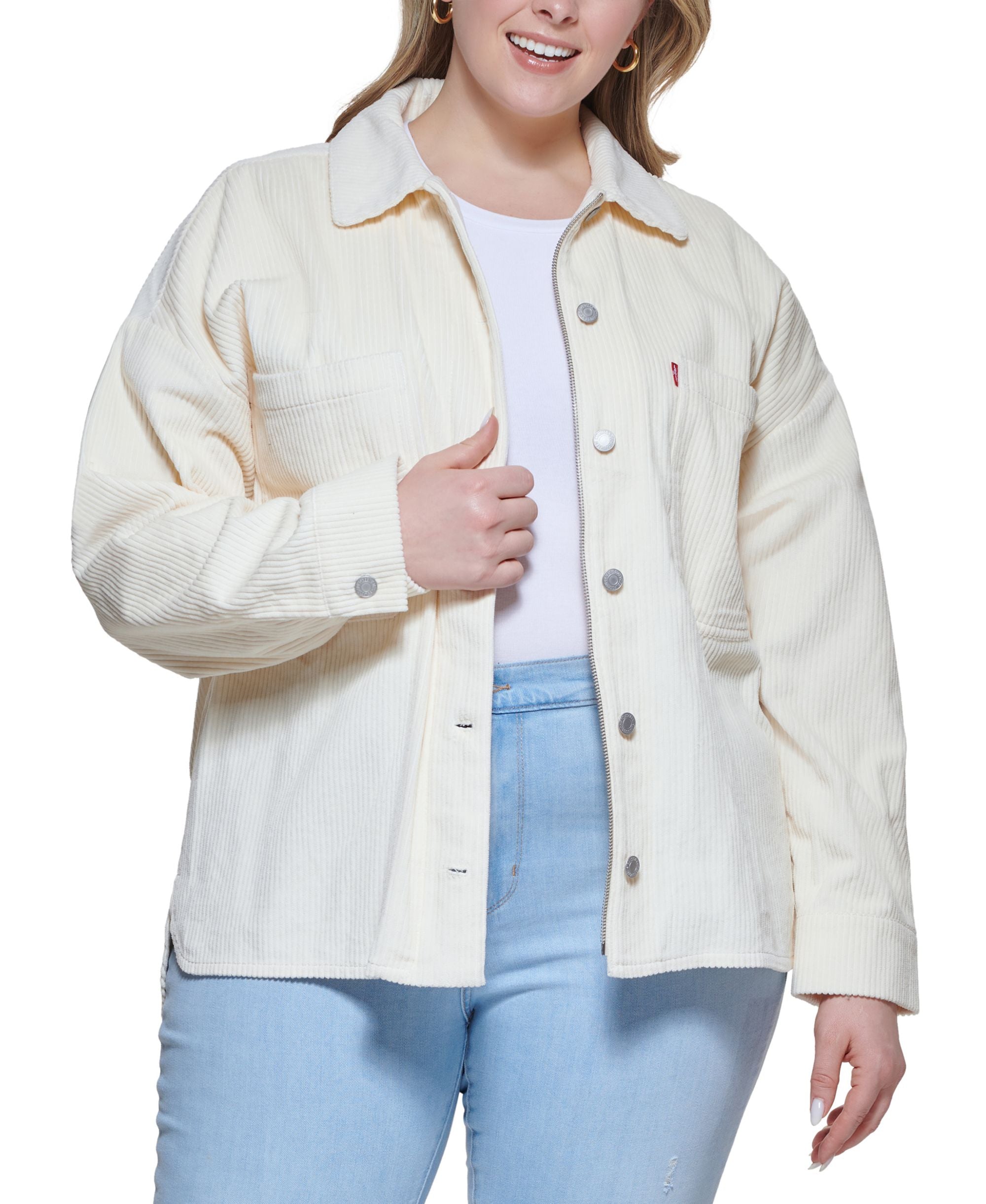 Trendy Plus Size Corduroy Cotton Shacket