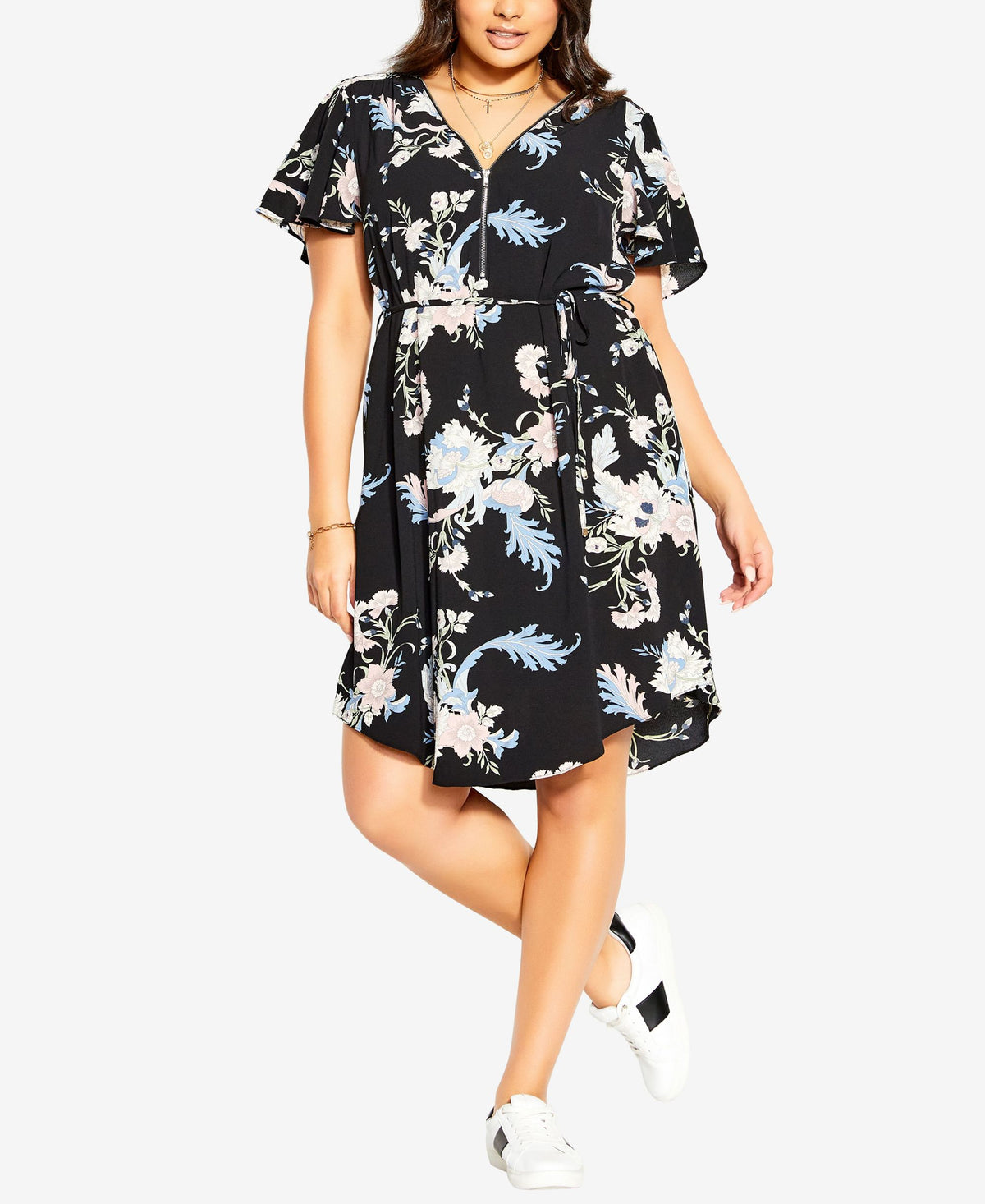 City Chic Nouveau Floral Short Sleeve Dress