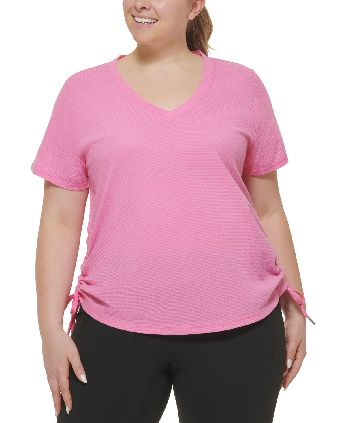 Plus Size Textured Side Ruched T-Shirt