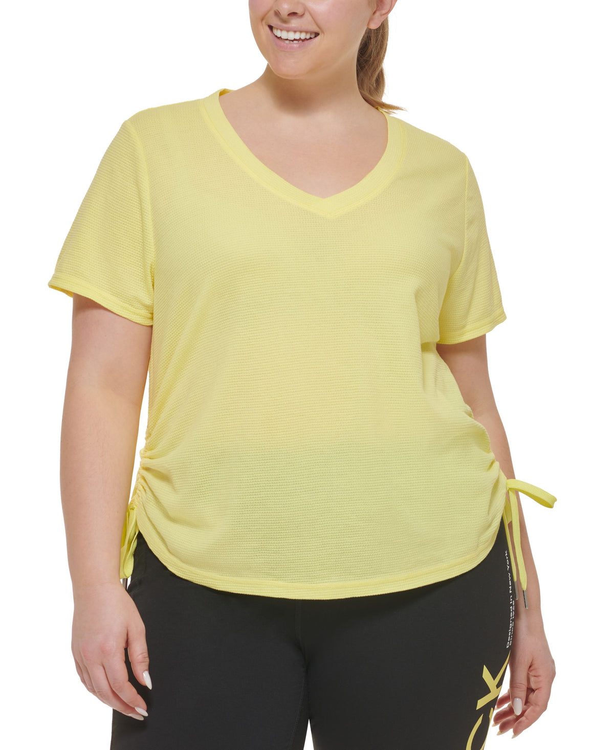 Plus Size Textured Side Ruched T-Shirt