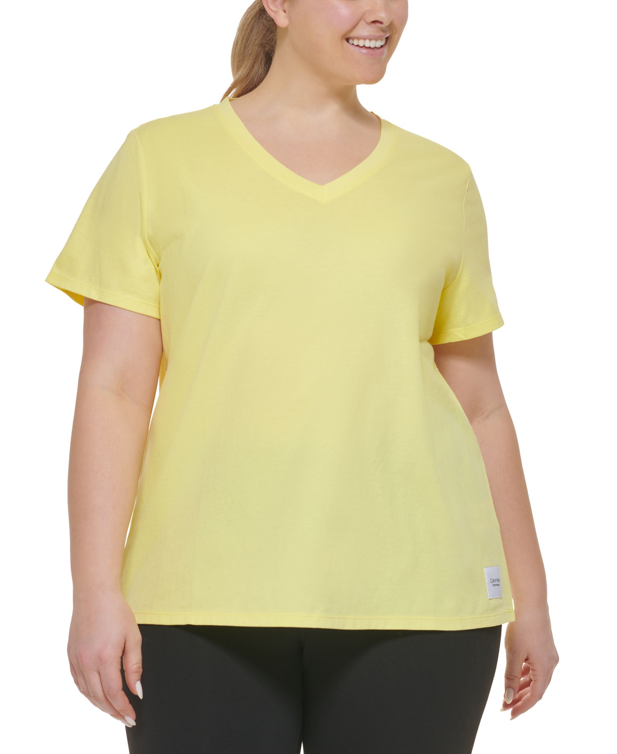 Calvin Klein Performance Womens Plus V-Neck Fitness Pullover Top