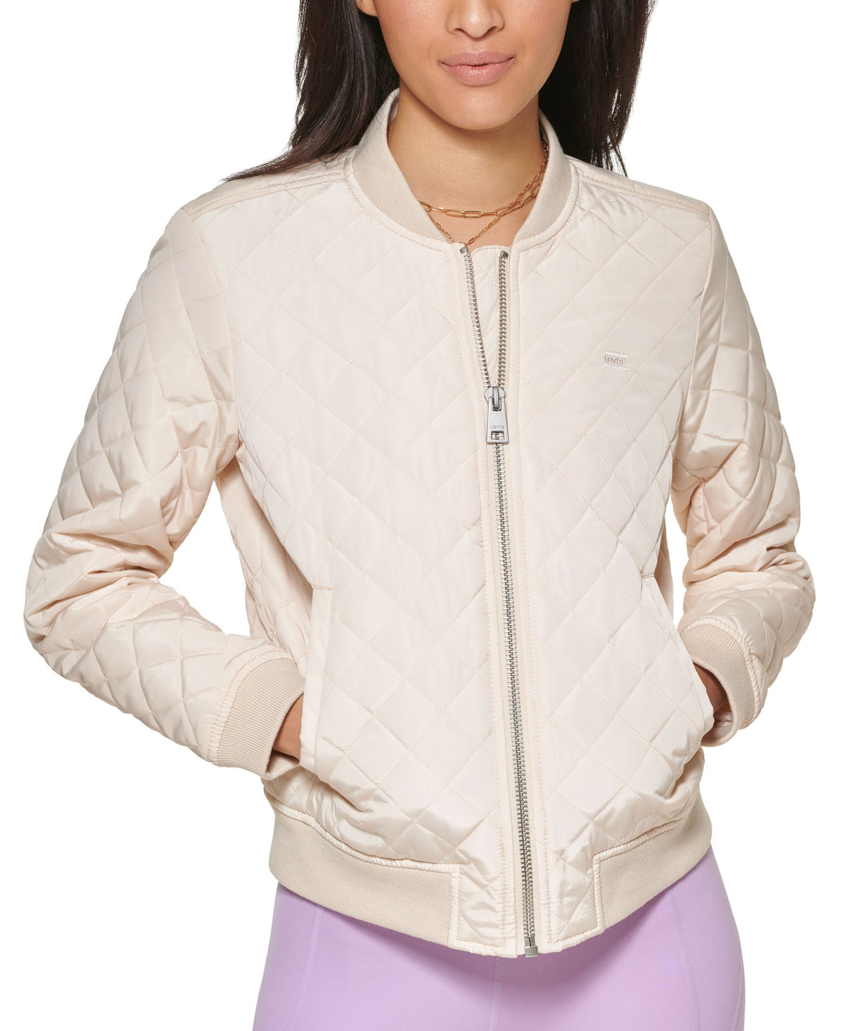 Diamond Quilted Casual Bomber Jacket
