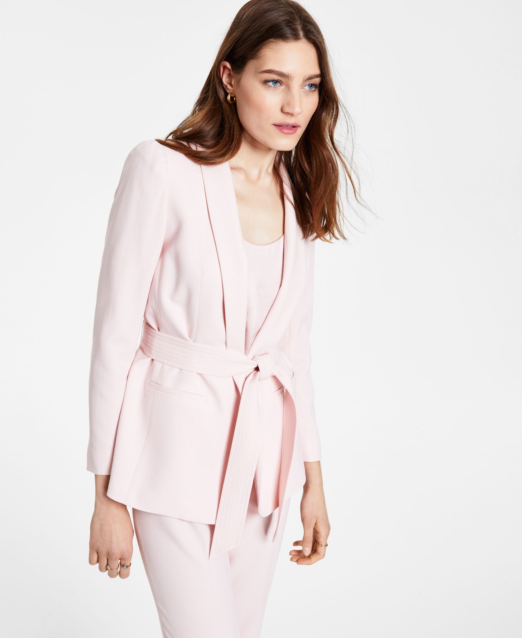 Bar III Textured Belted Blazer