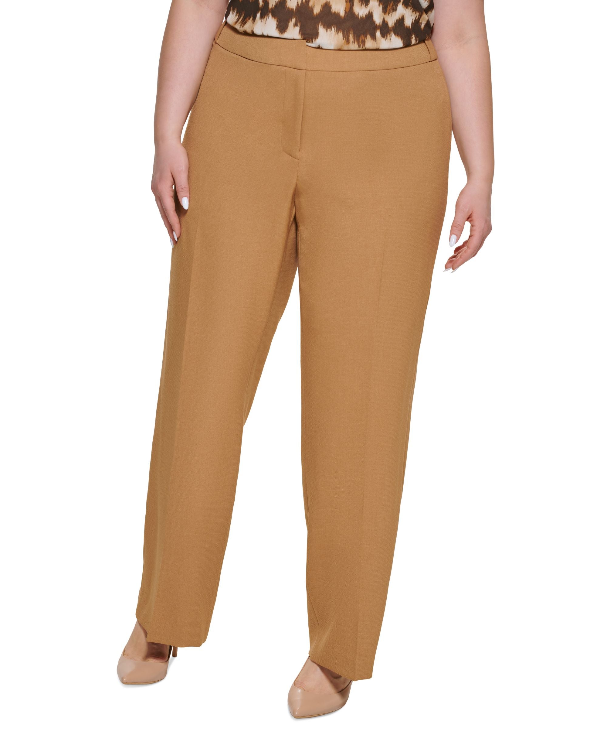 Calvin Klein Plus Size Highline Textured Low Rise Tapered Ankle Pants