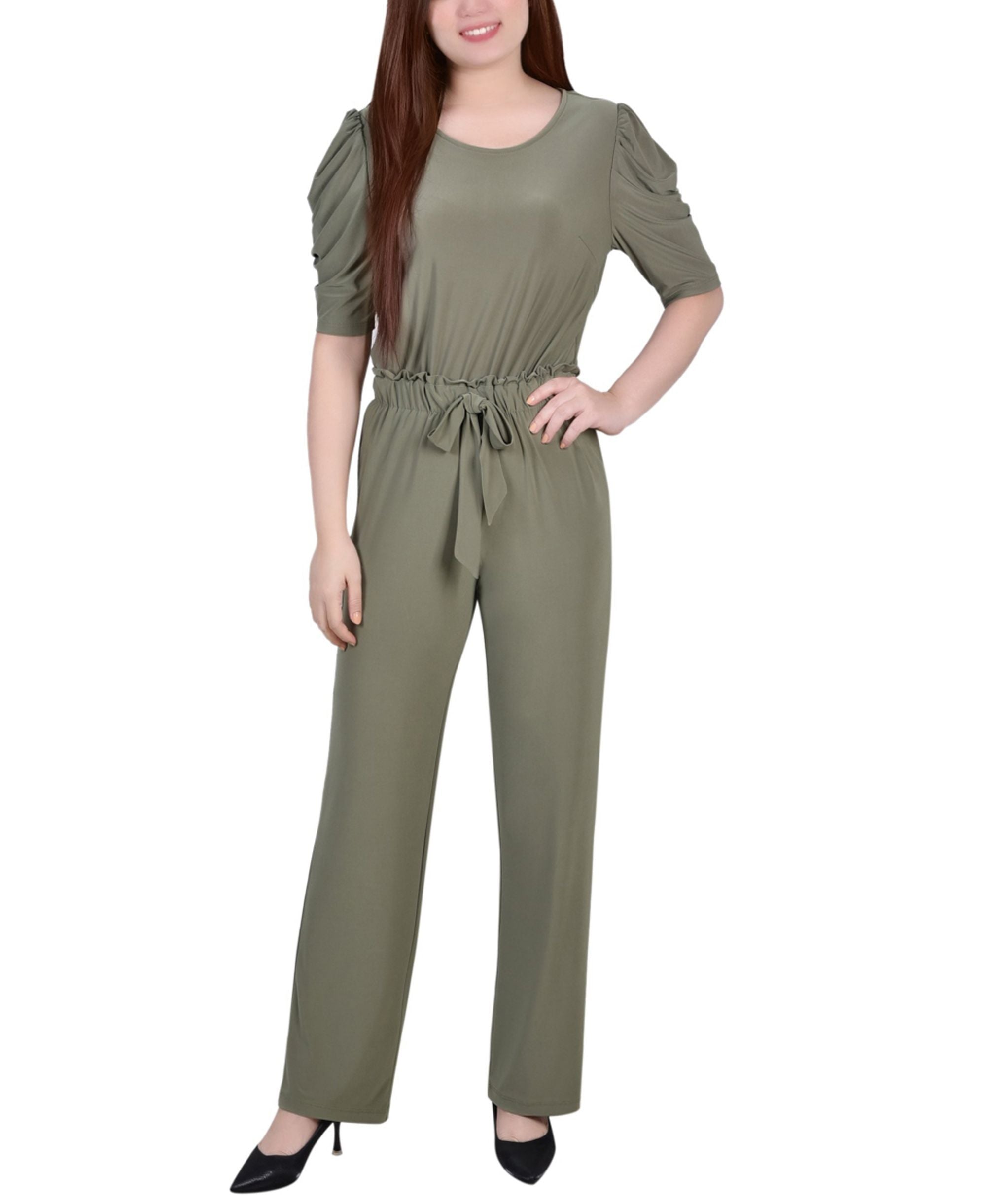 Petite Size Elbow Sleeve Jumpsuit Pants