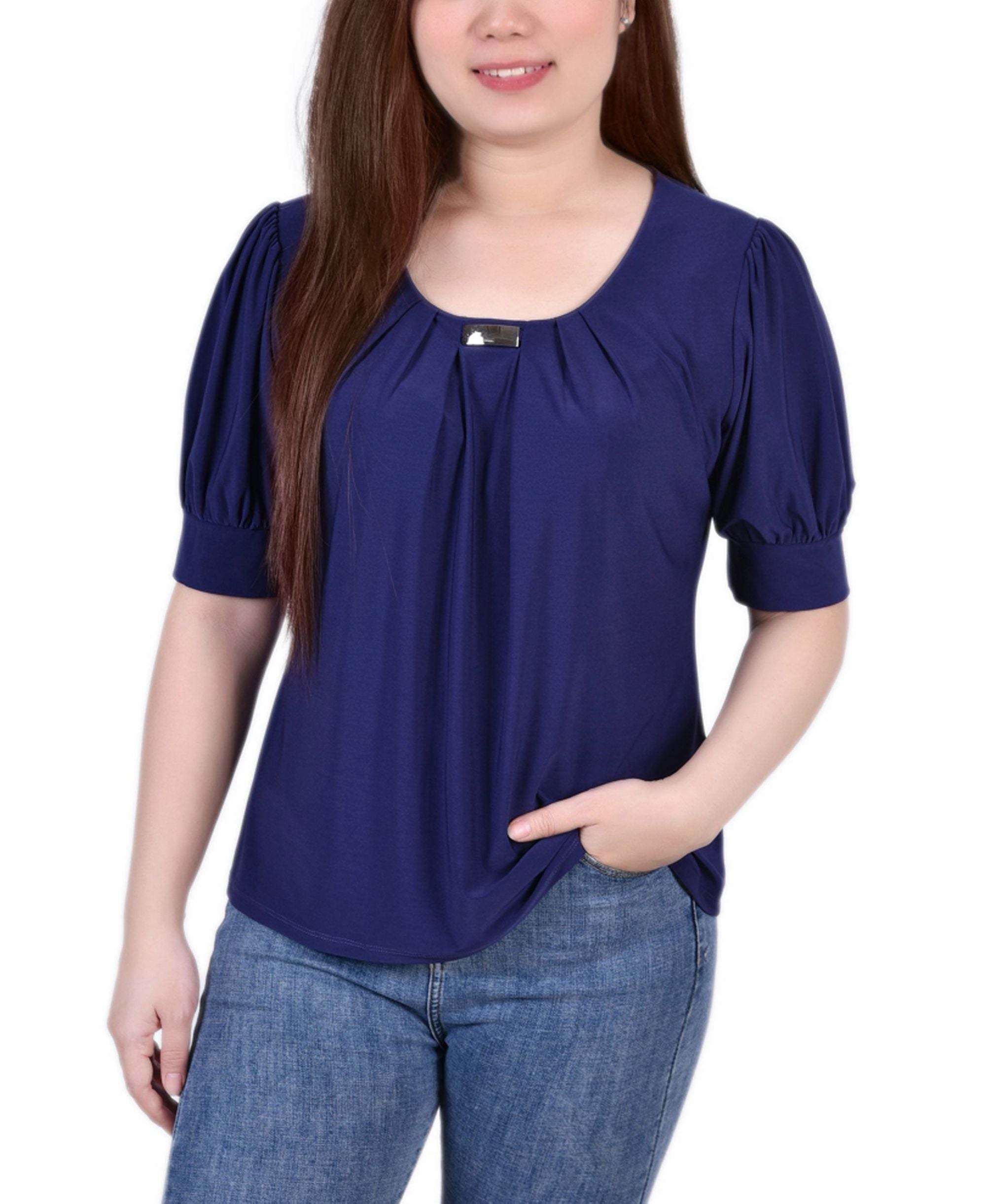 Petite Short Sleeve Balloon Sleeve Top