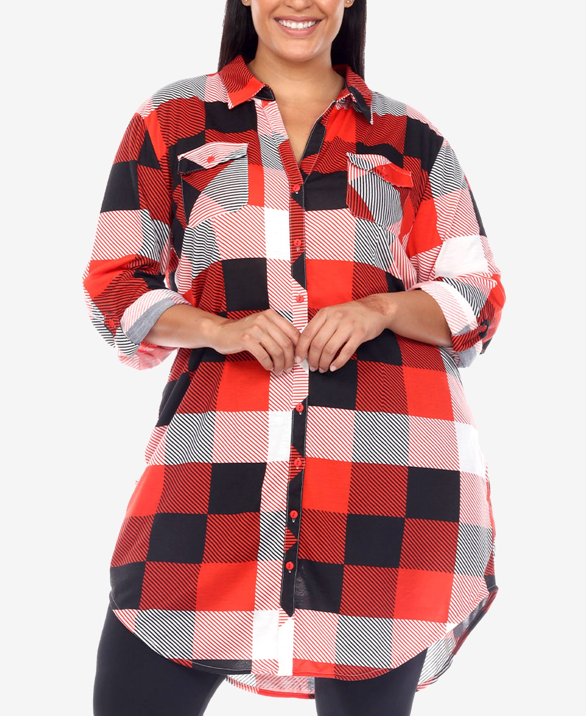 Plus Size Plaid Tunic Shirt