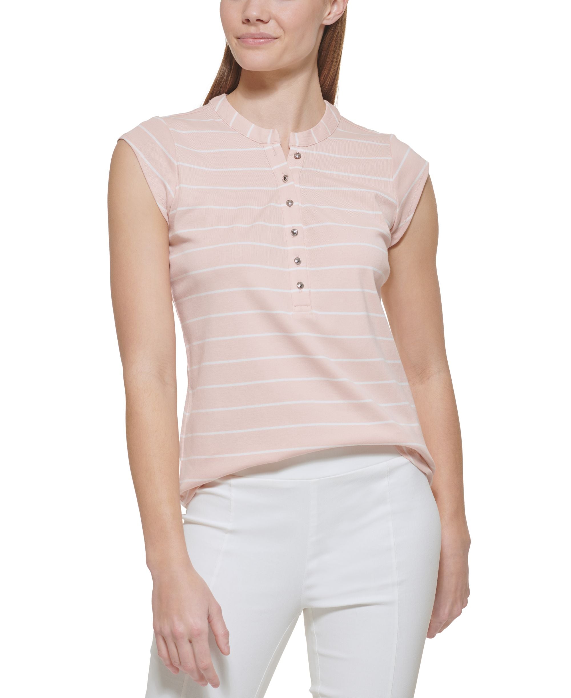 Striped Cap Sleeve Henley