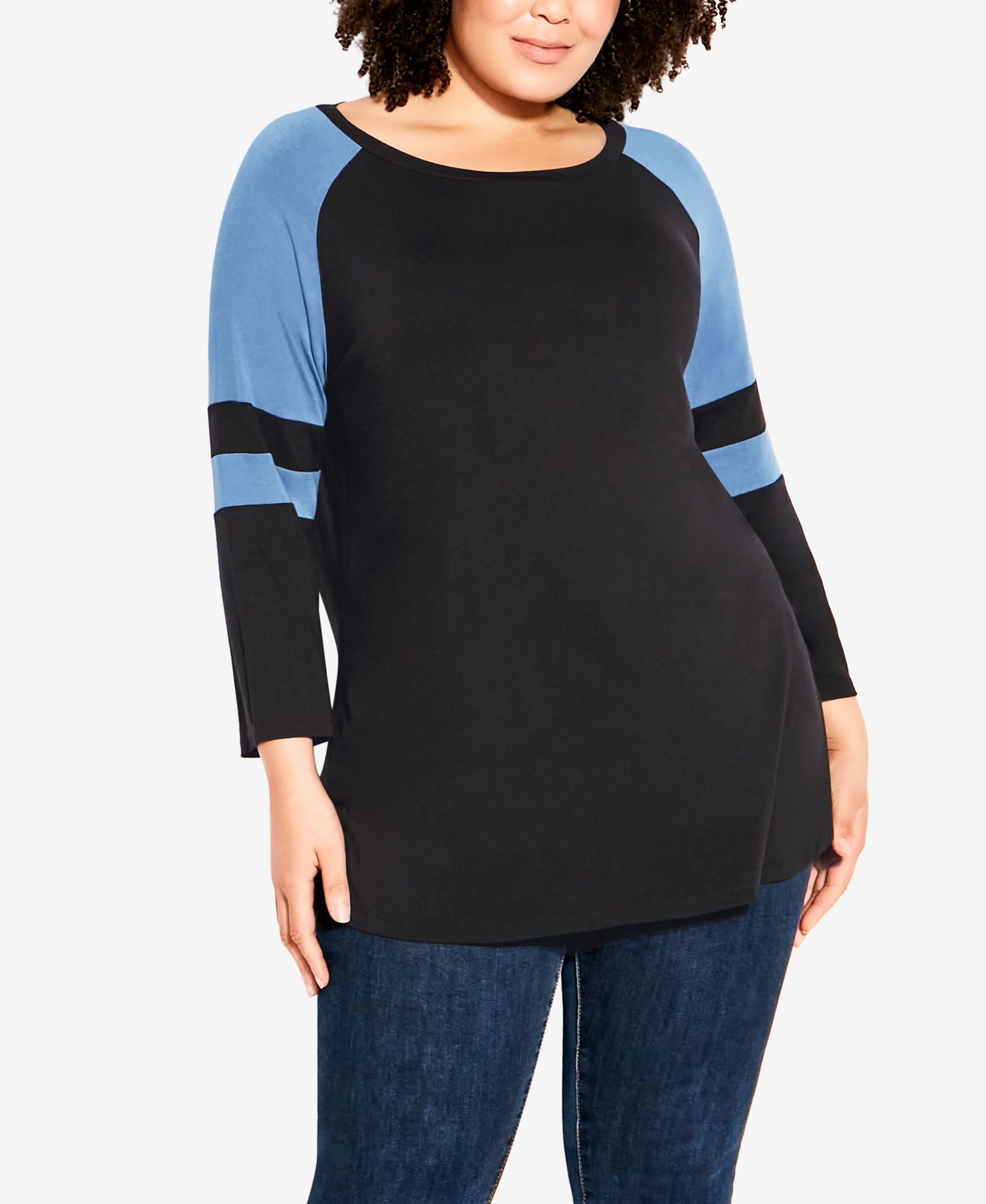 Plus Size Splice Sleeve Top
