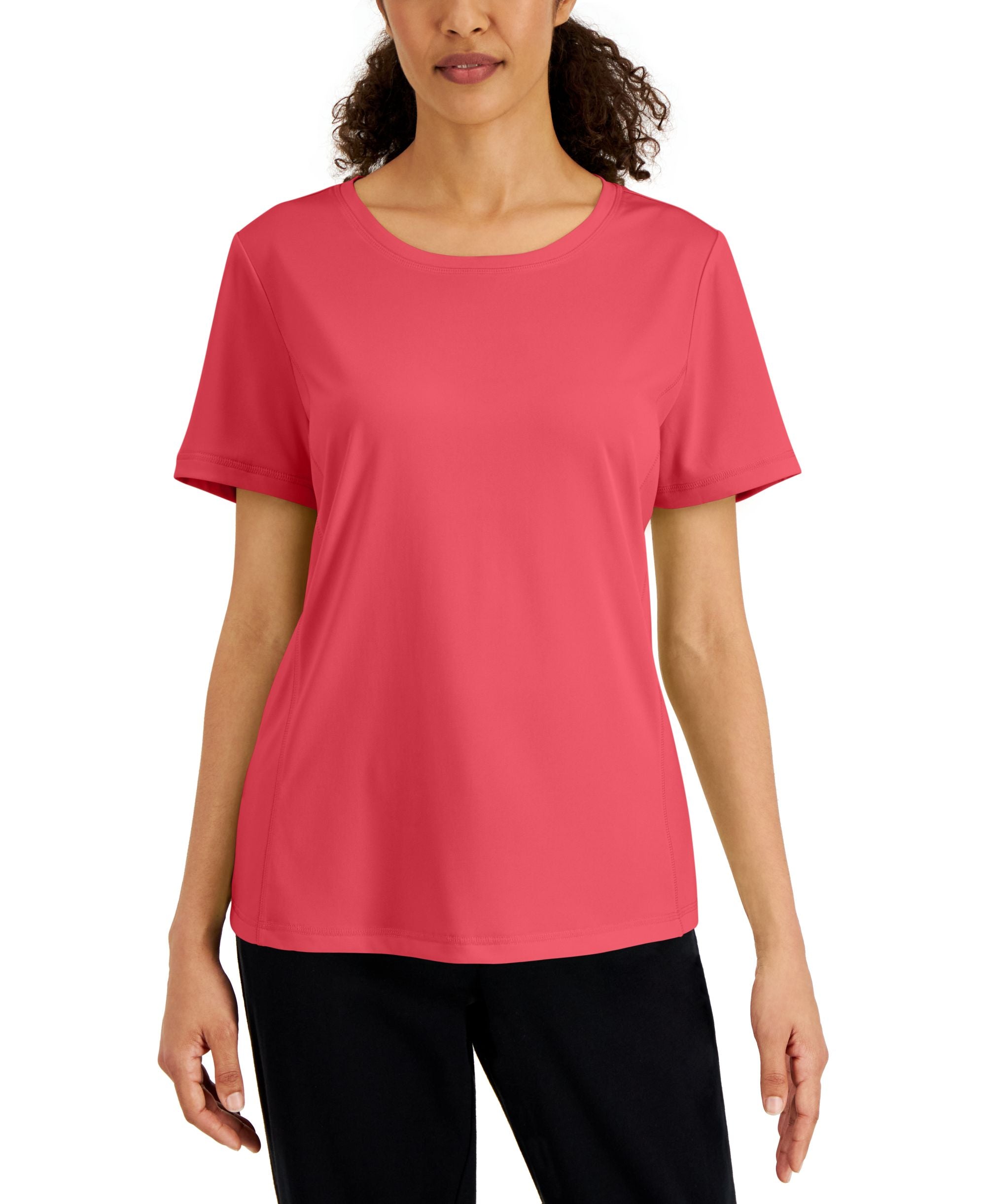 Karen Scott Womens Short Sleeve Solid Knit T-Shirt