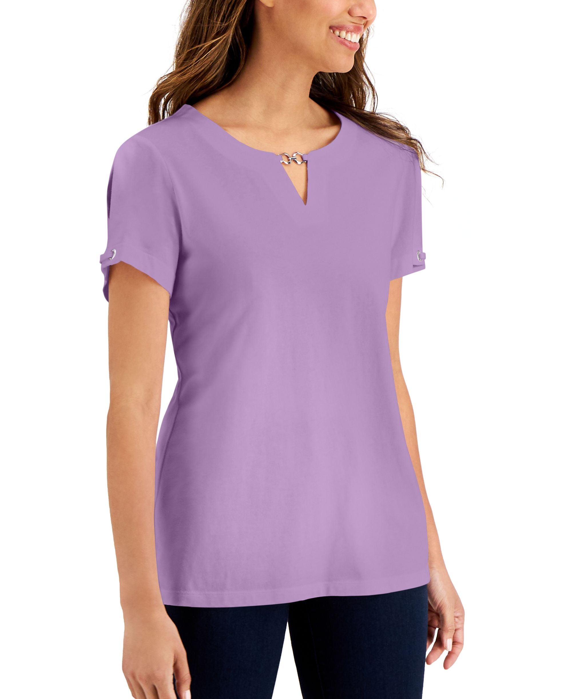 Karen Scott Petite Embellished Top