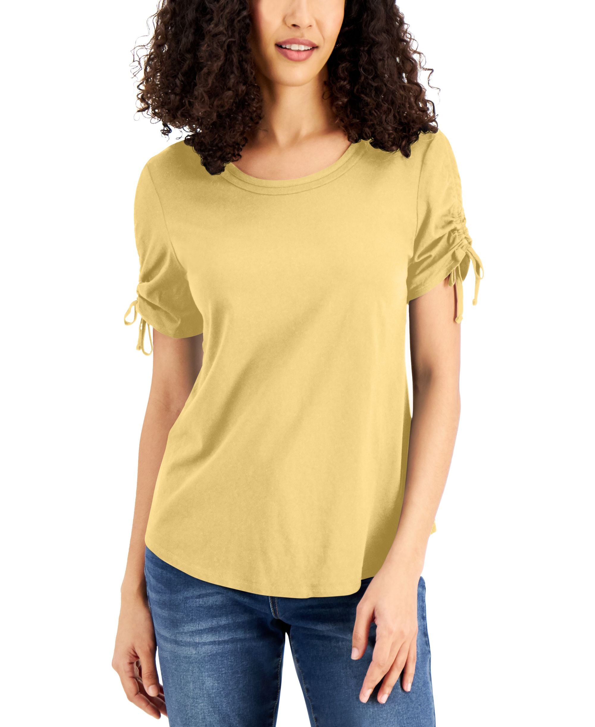 Karen Scott Ruched Sleeve T-Shirt