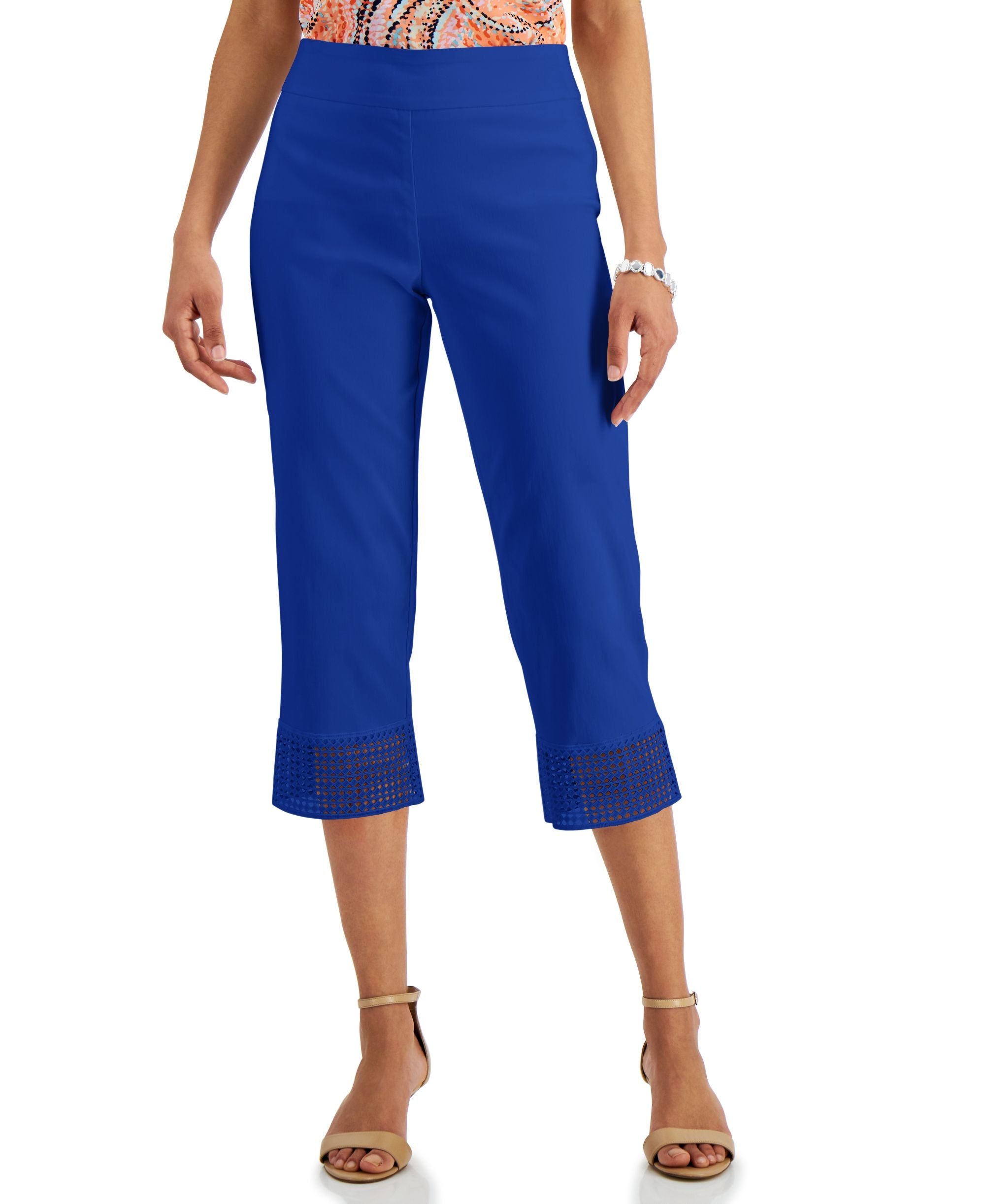 JM Collection Petite Crochet Hem Capri Pants