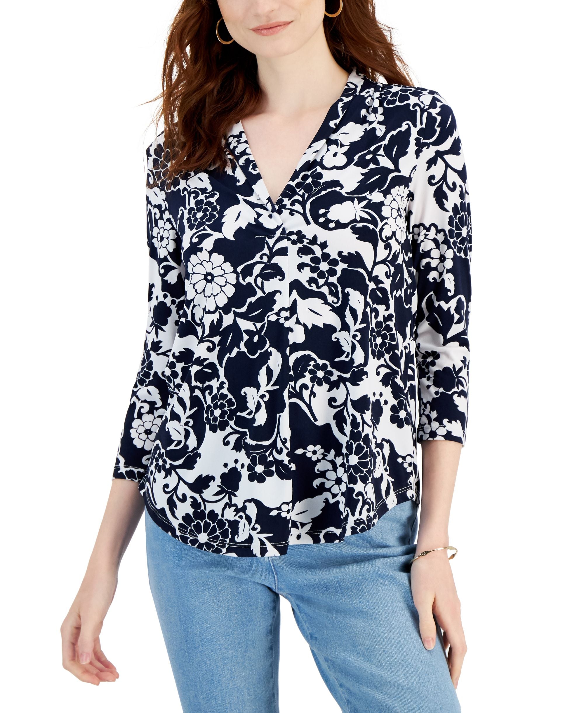 Petite Floral-Print Top