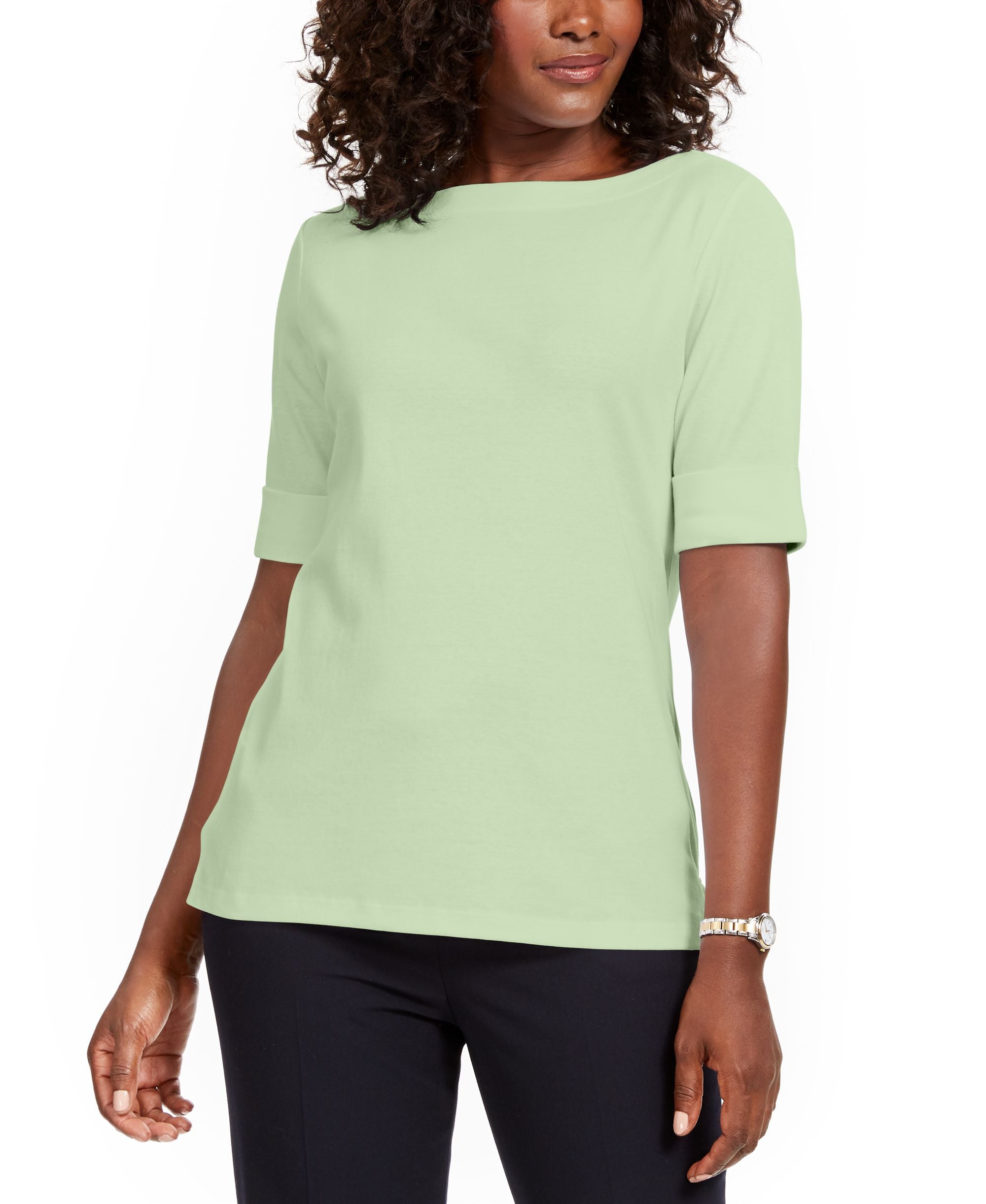 Cotton Boat-Neck Top