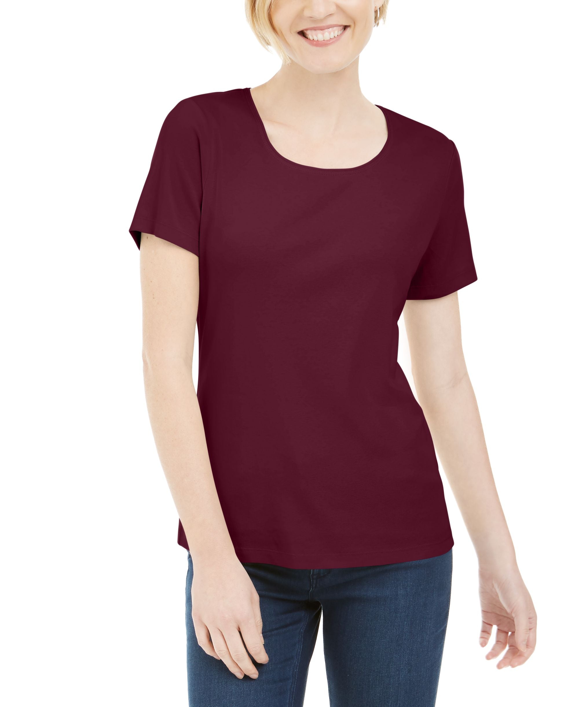 Petite Cotton Scoop-Neck Top