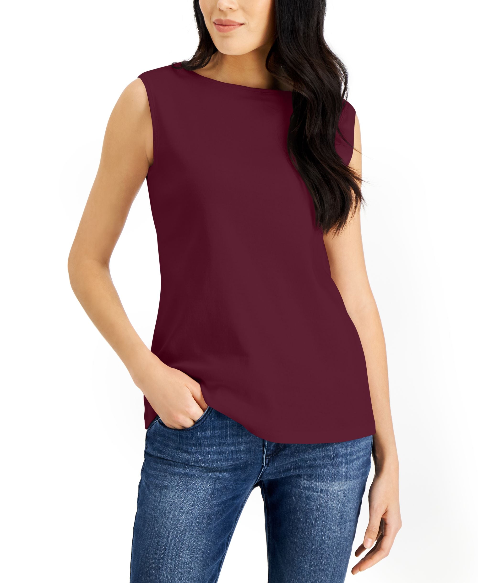 Karen Scott Petite Boat Neck Tank Top