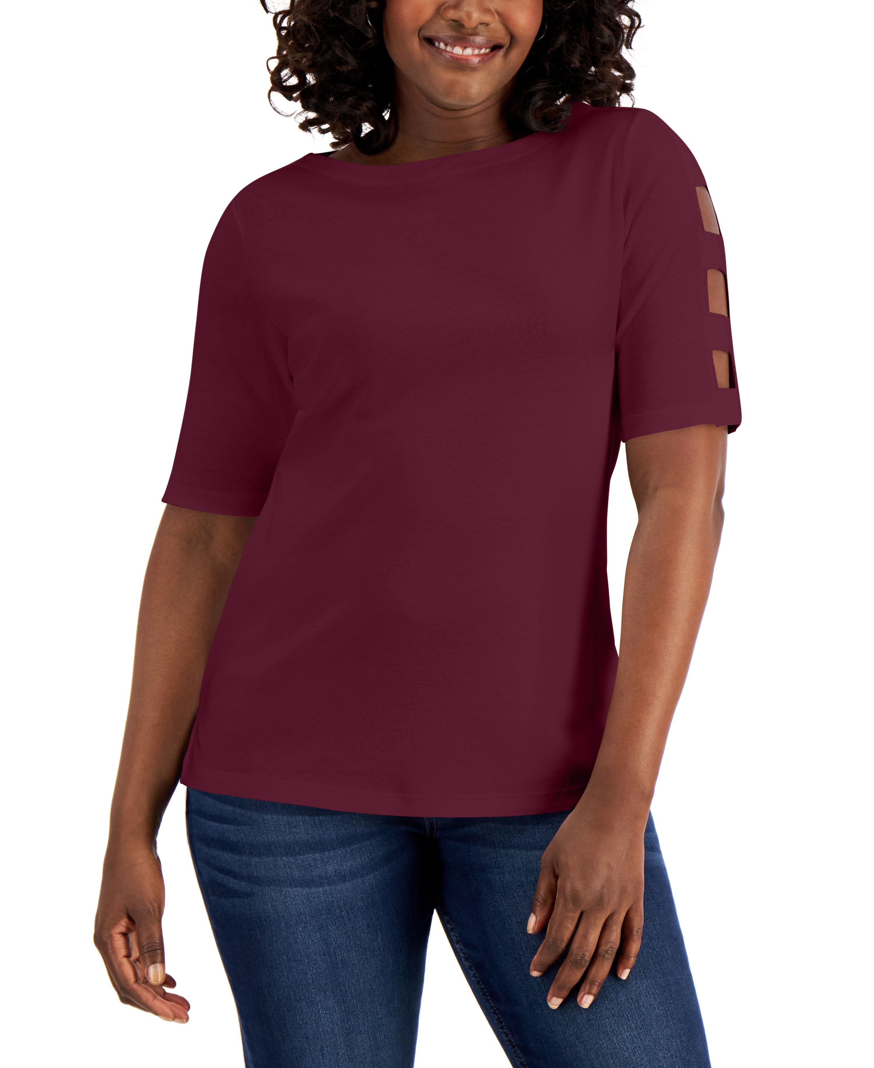 Cotton Cutout-Sleeve Top