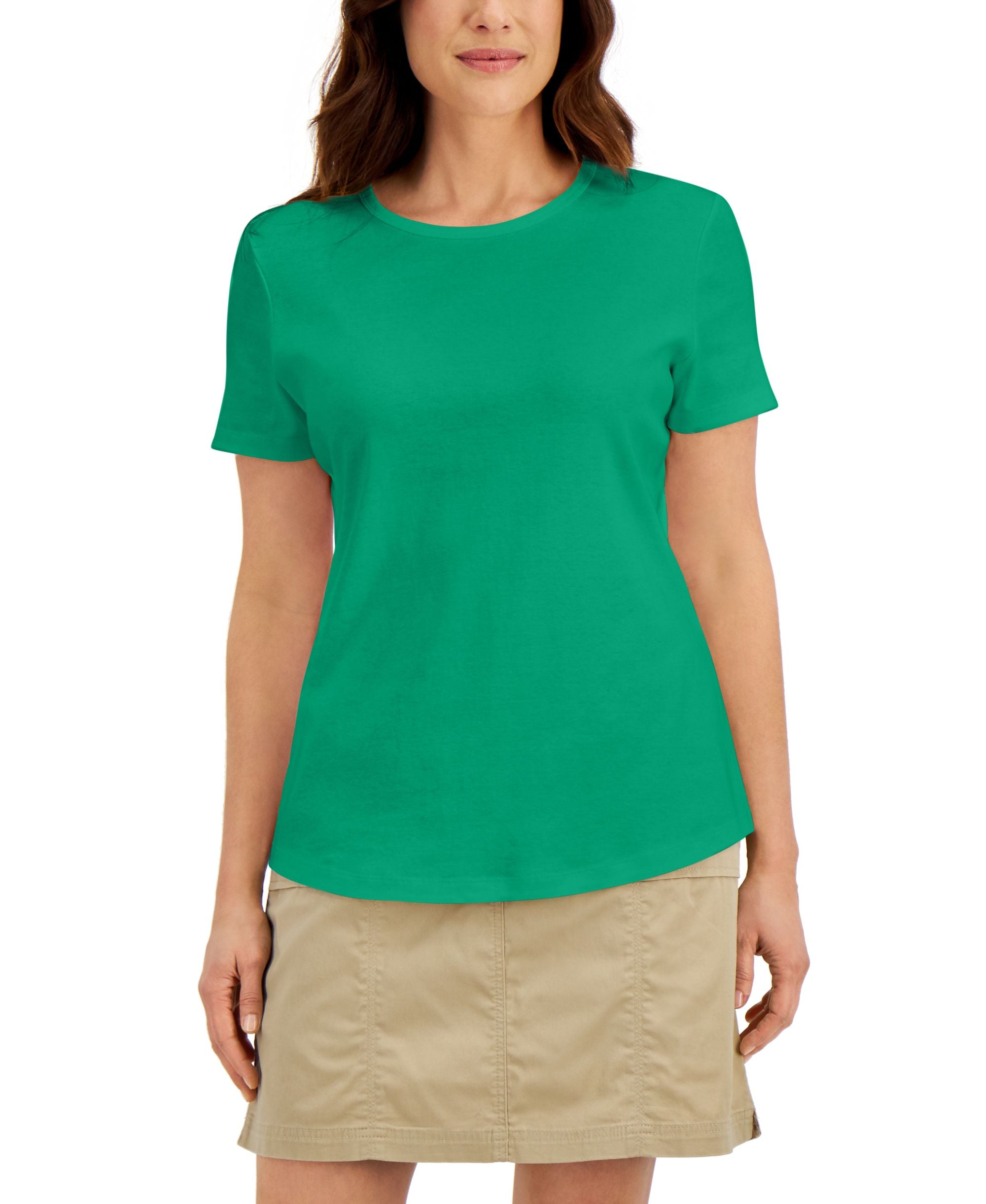 Karen Scott Cotton Short Sleeve Crewneck Top