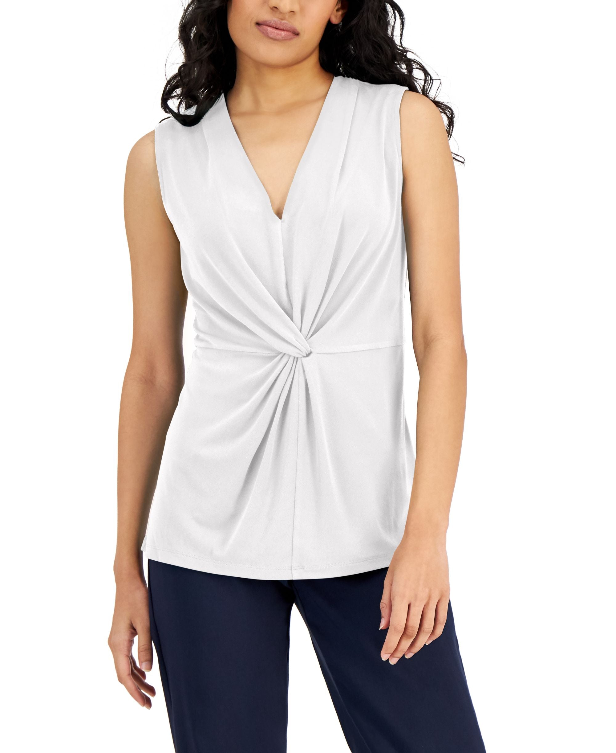 Petite V-Neck Twist-Front Tank
