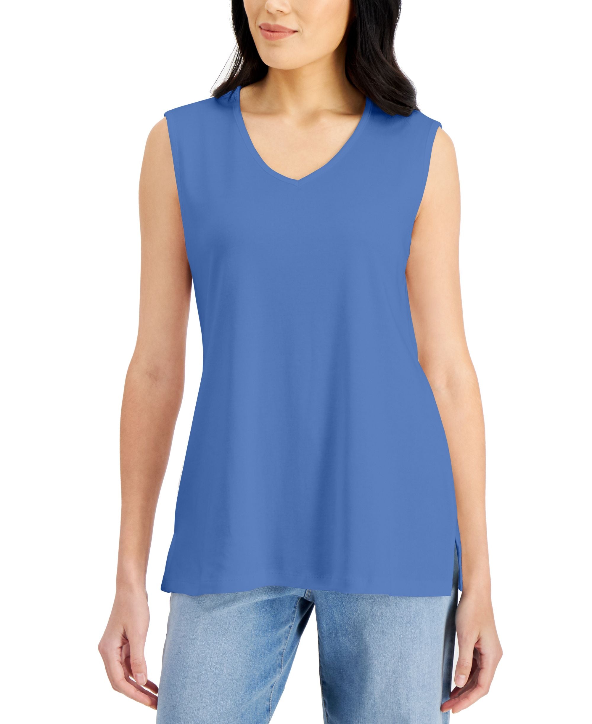 Karen Scott V Neck Cotton Tunic Tank Top