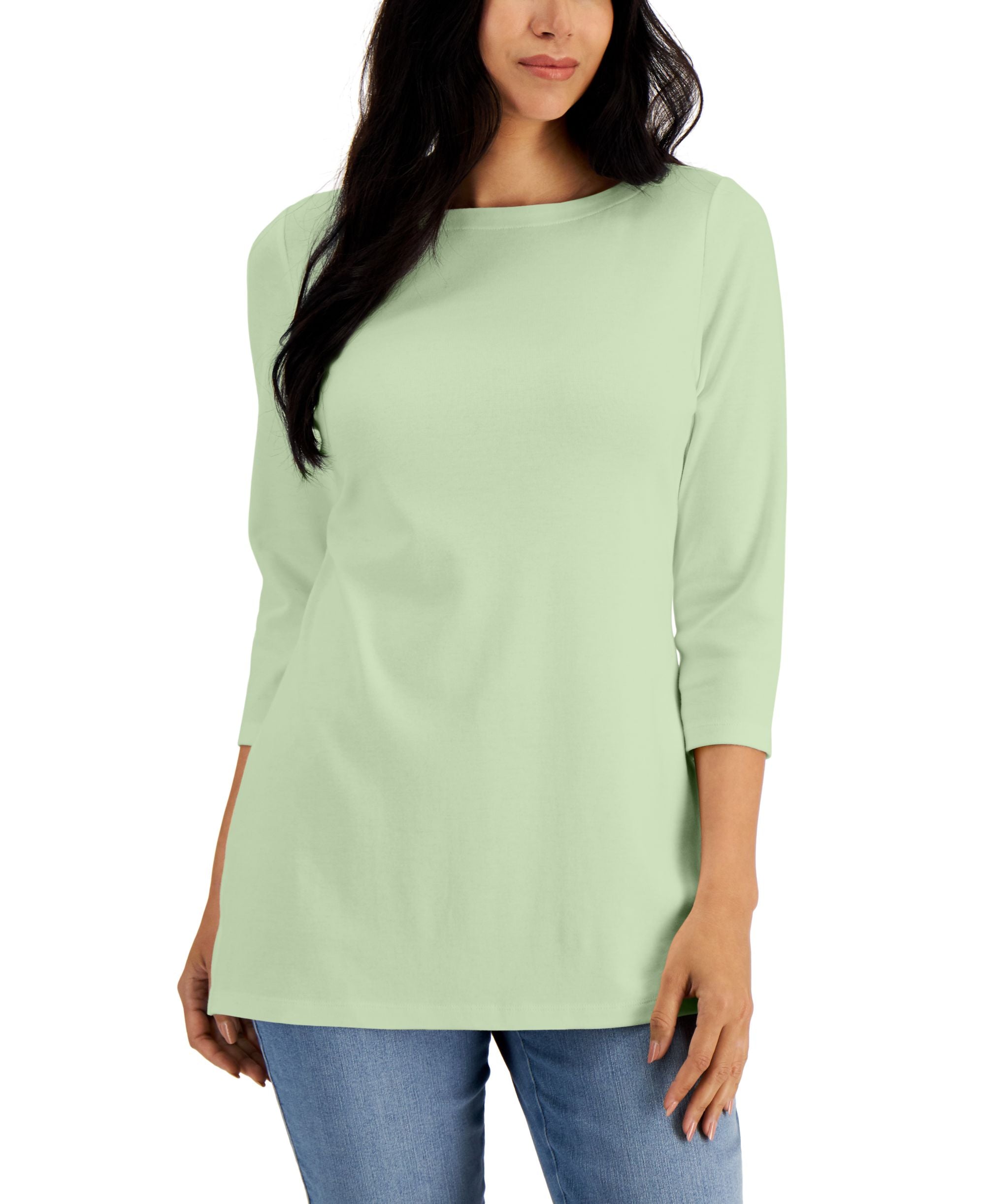 Boat-Neck 3/4-Sleeve Top
