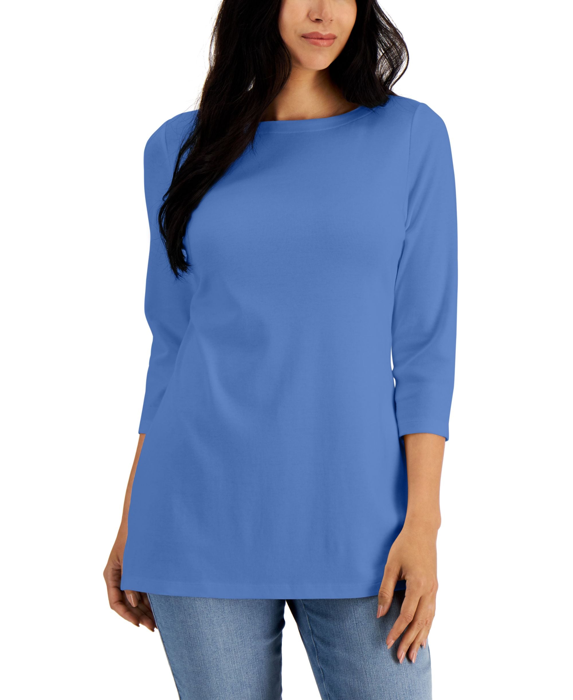Boat-Neck 3/4-Sleeve Top