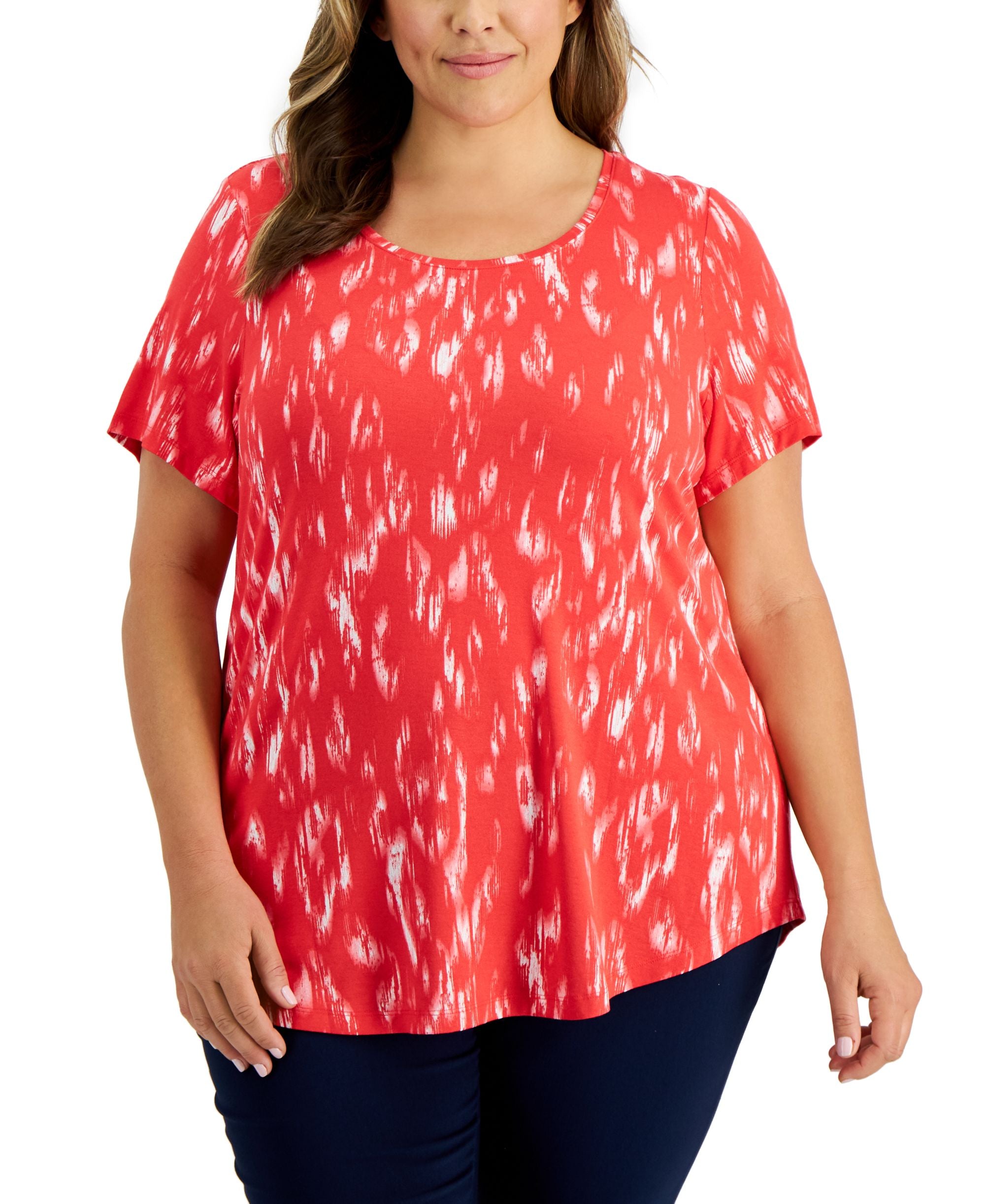 JM Collection Plus Size Wispy Print Top