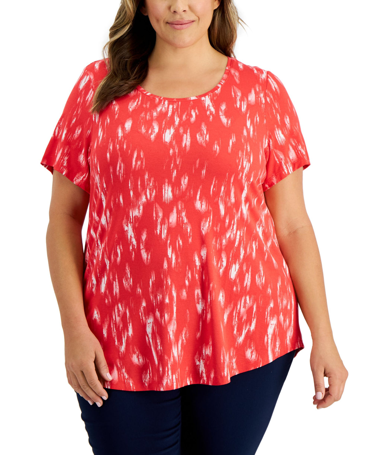 JM Collection Plus Size Wispy Print Top