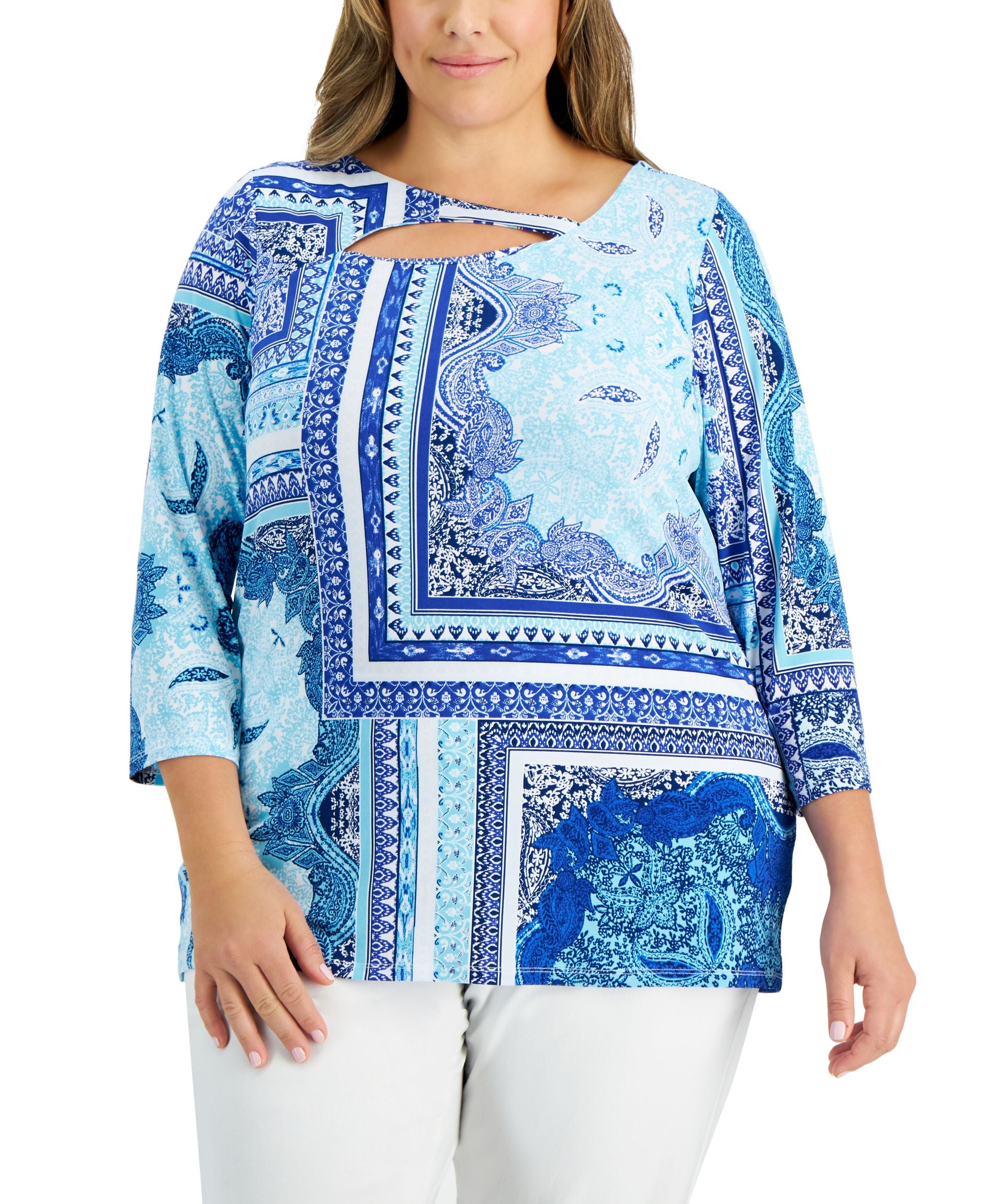 JM Collection Plus Serafina Cutout Top