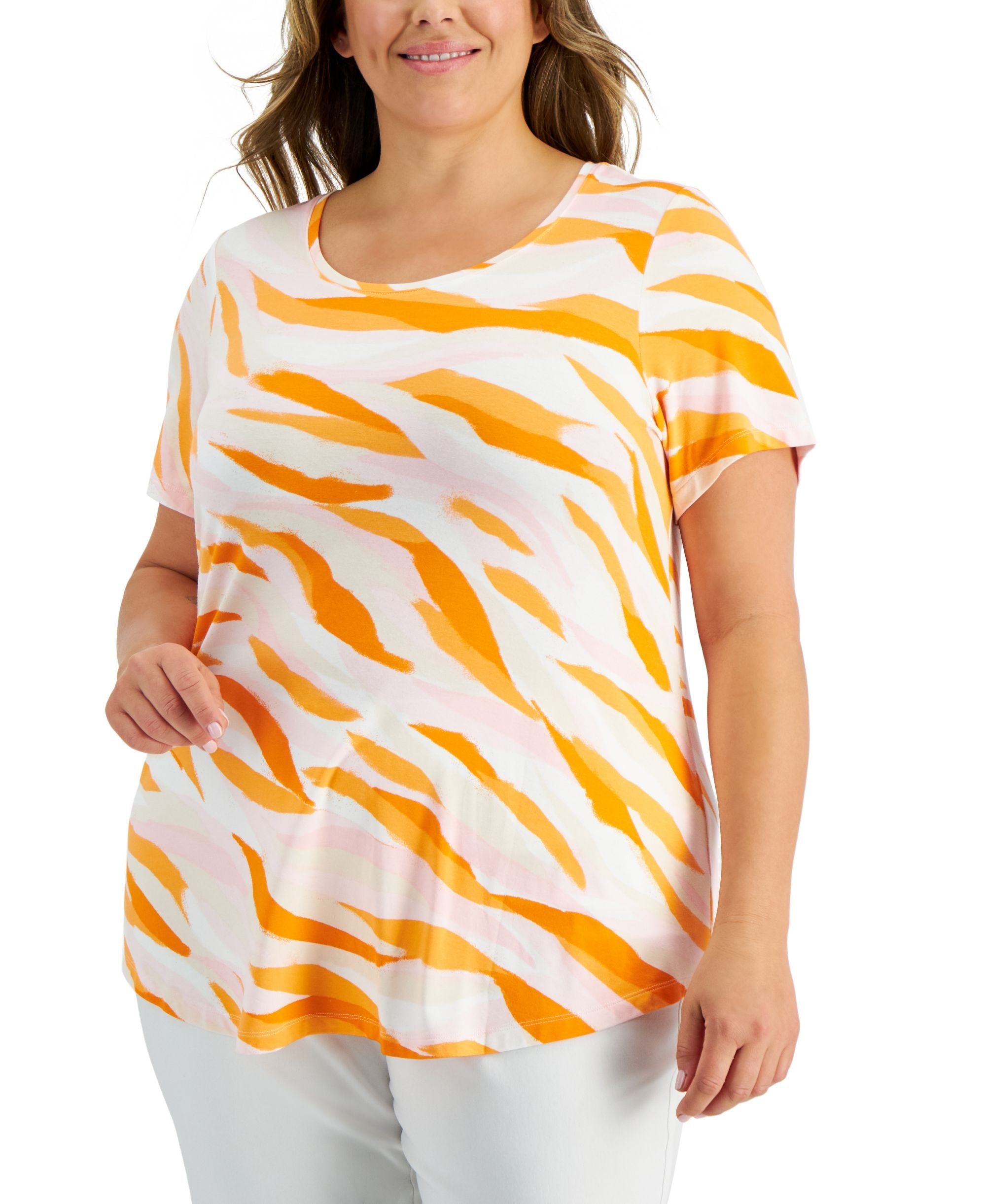JM Collection Plus Size Lagoon Ripple Top
