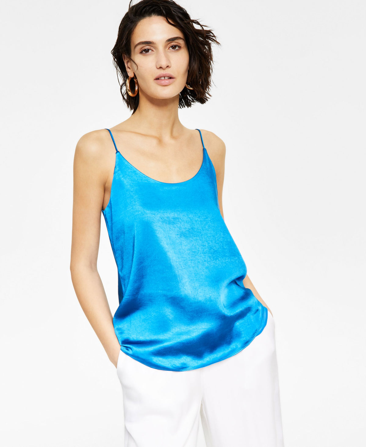 Bar III Womens Satin Sleeveless Top