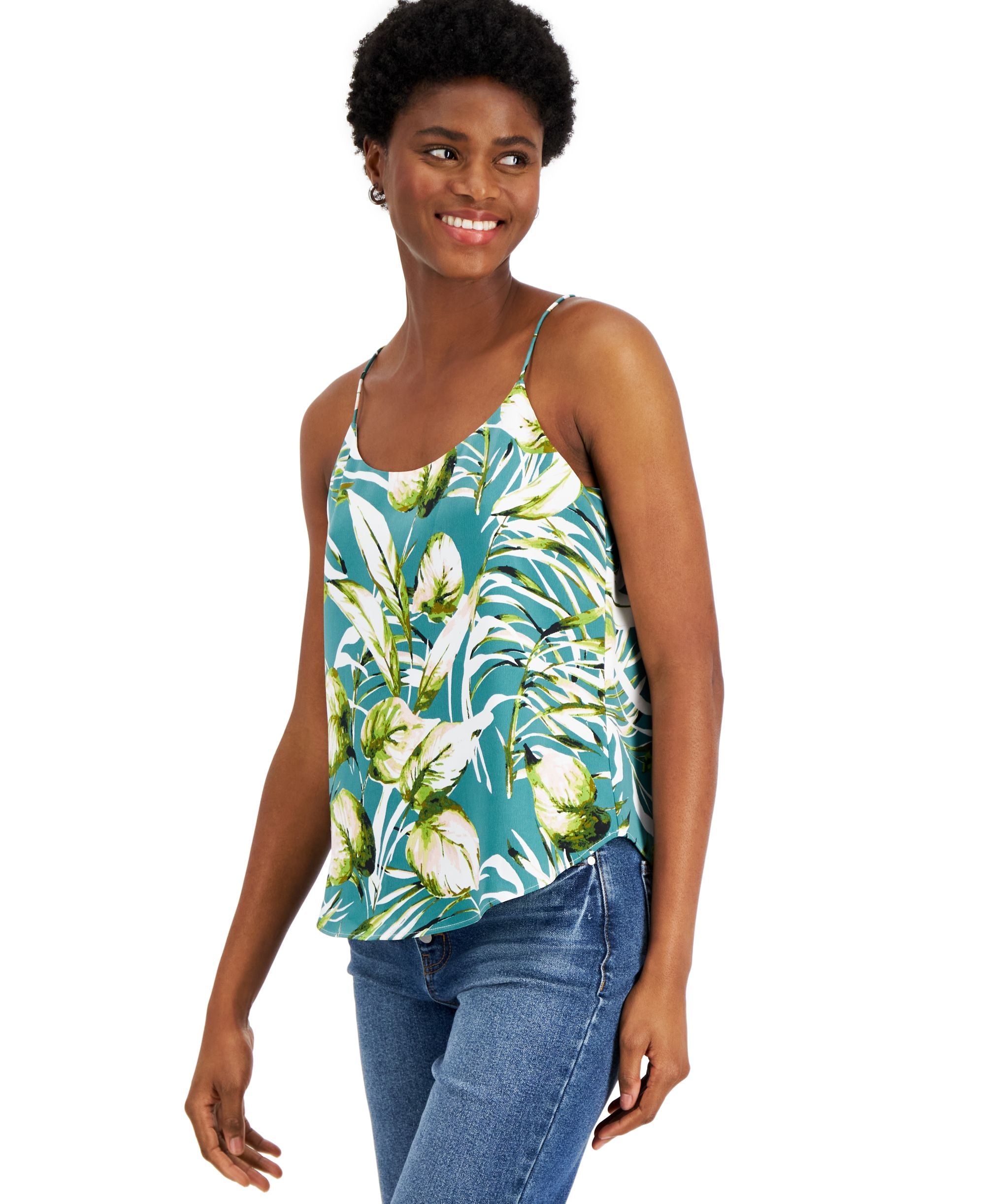 Bar III Womens Palm Print Camisole