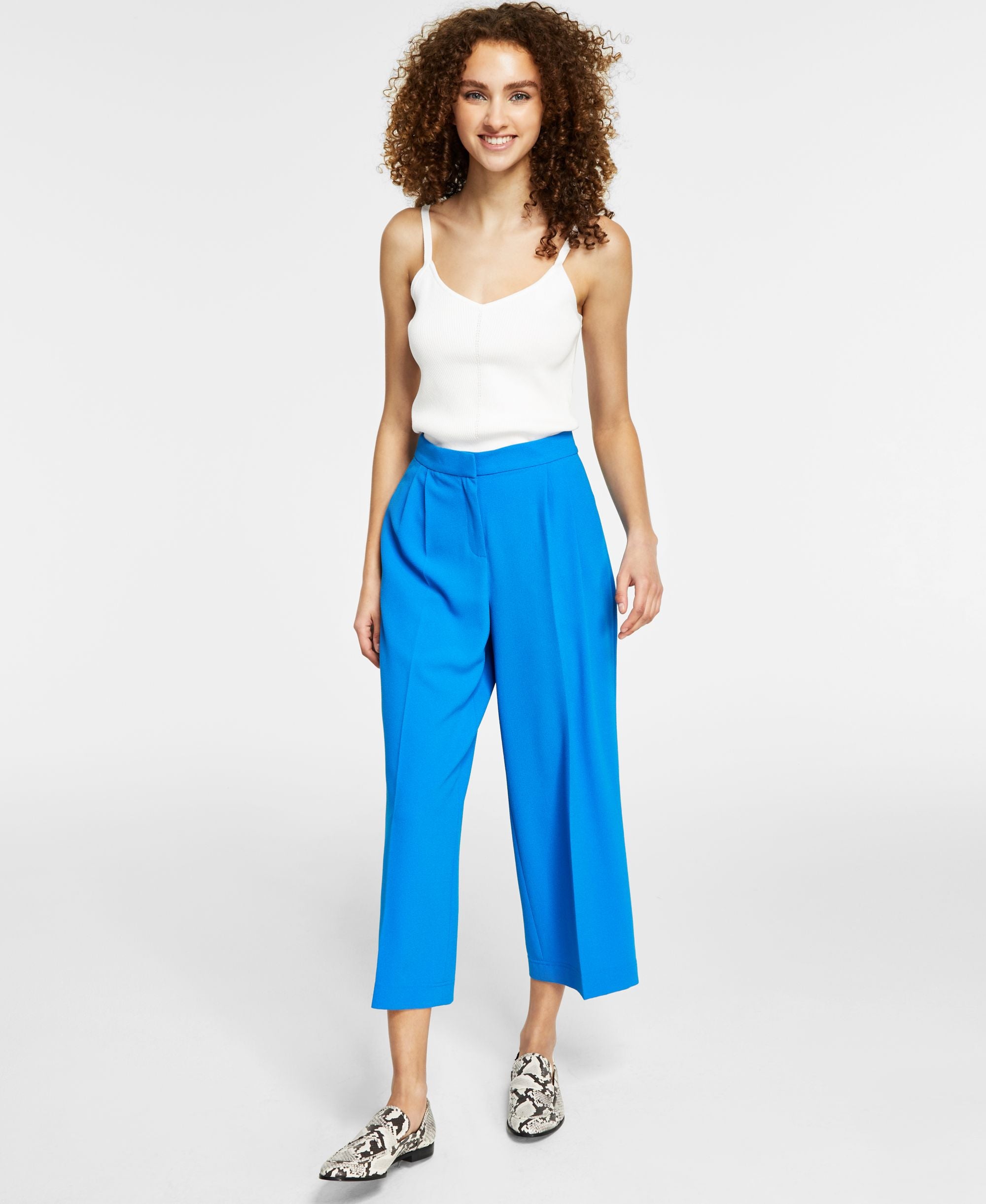Bar III Womens Textured Crepe Wide Leg Culotte Pants