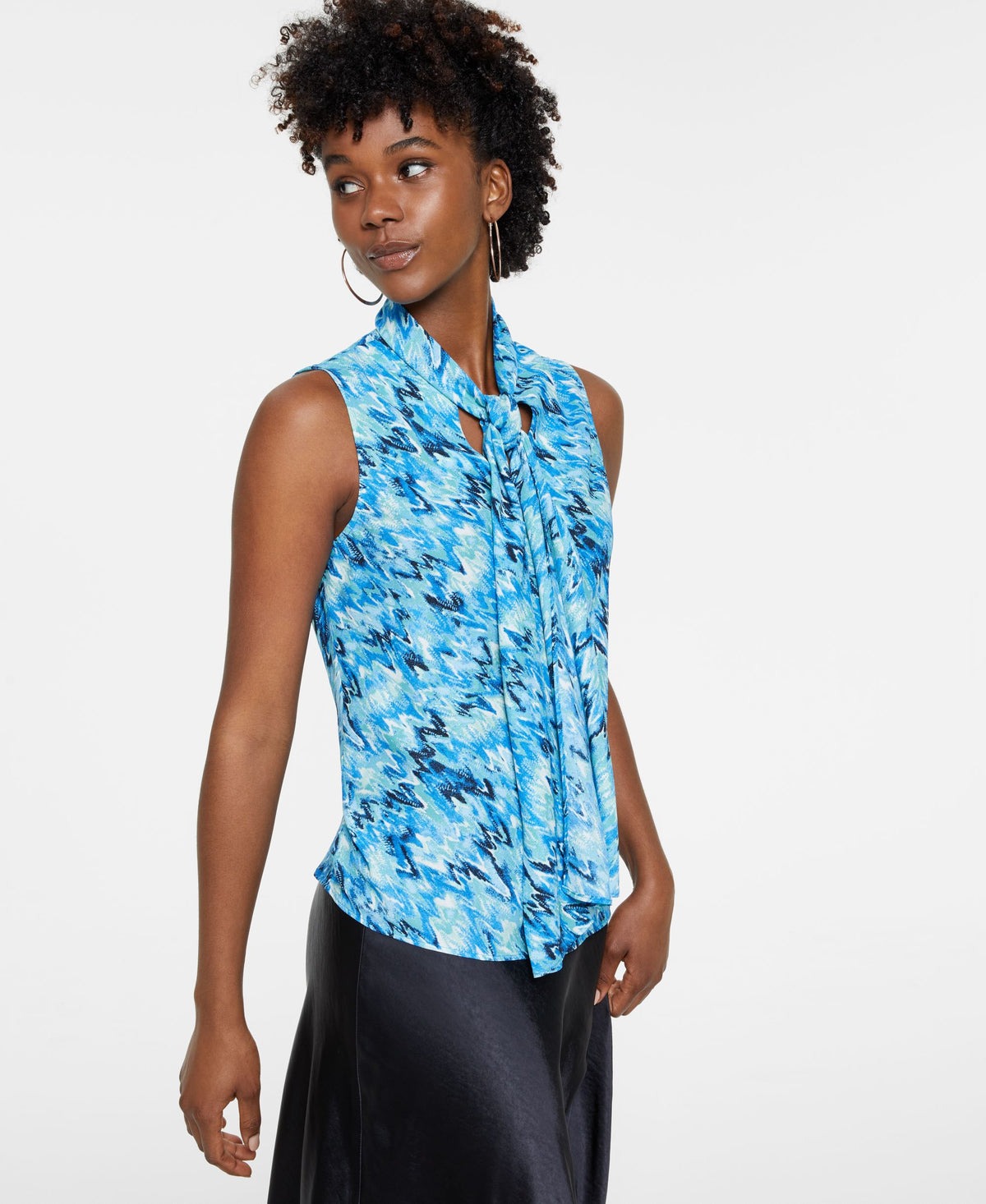 Bar III Womens Tie Neck Sleeveless Top