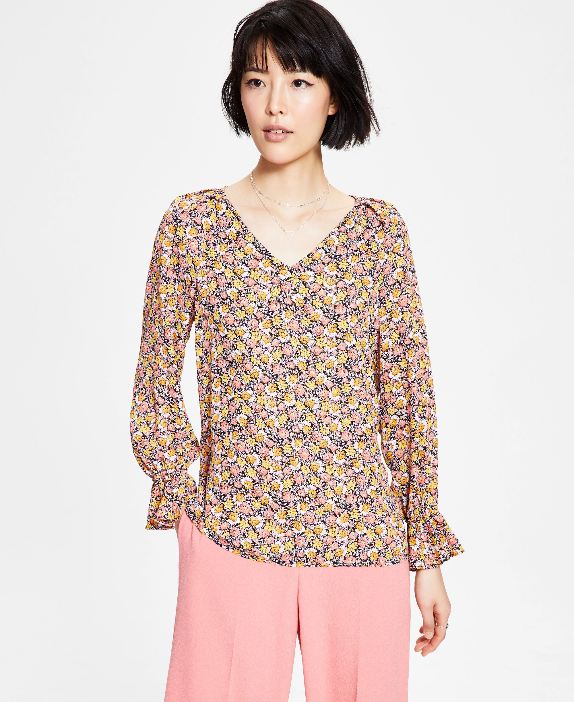 Bar III Womens Floral Print Top