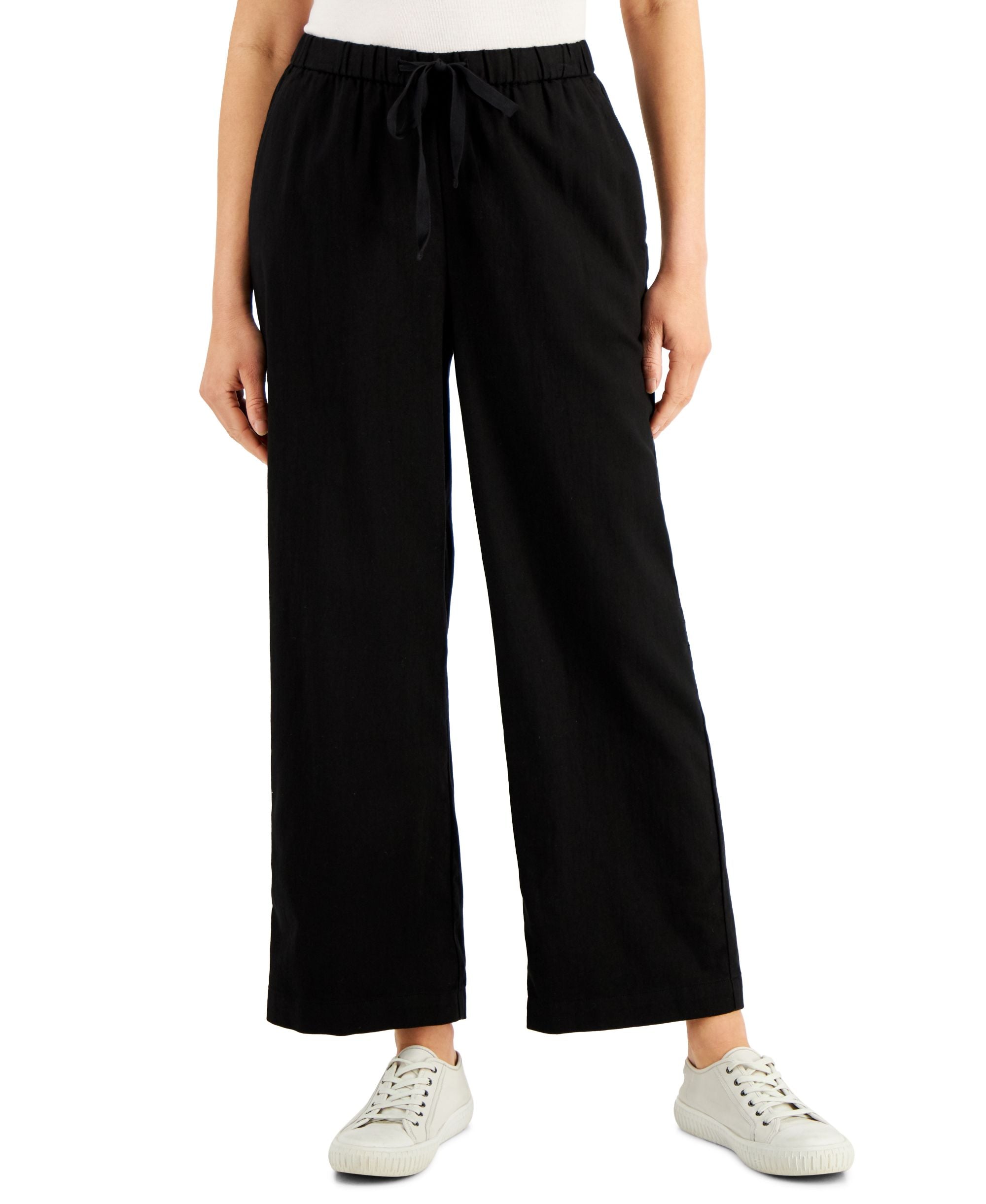 Eileen Fisher Womens Organic Cotton Straight Leg Drawstring Pants