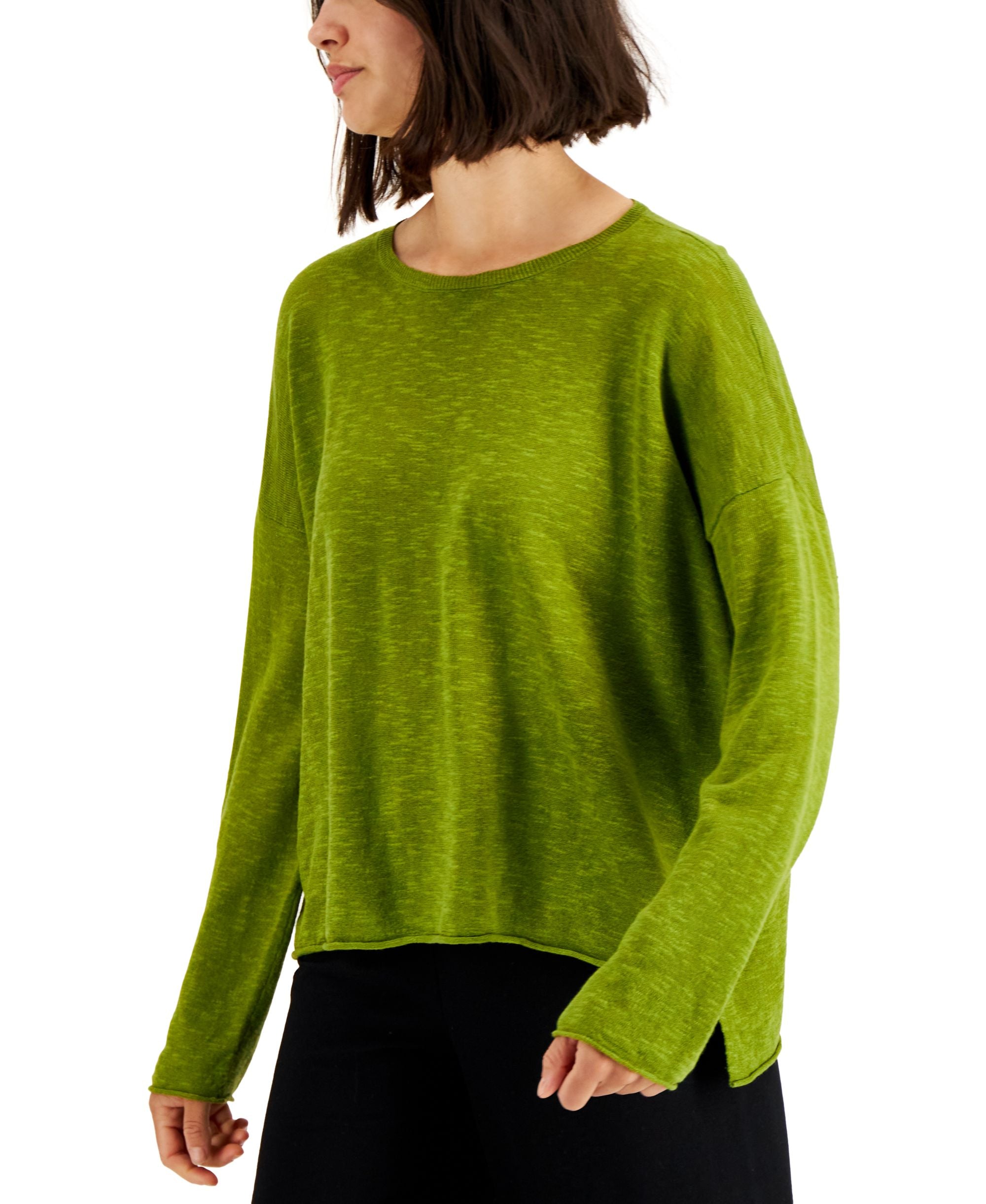Eileen Fisher Womens Organic Linen Cotton Drop Hem Top