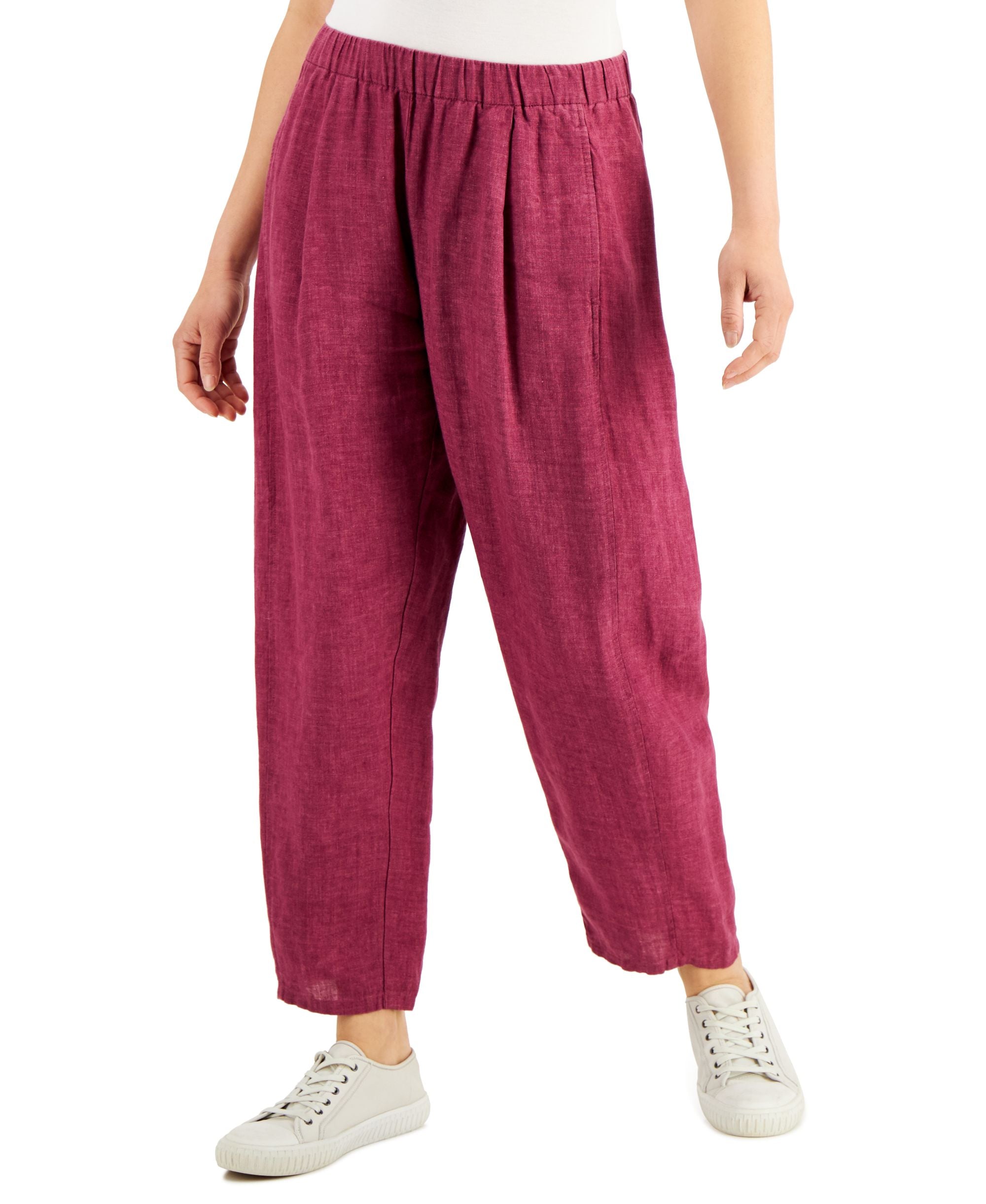 Eileen Fisher Womens Organic Linen Cropped Lantern Pants