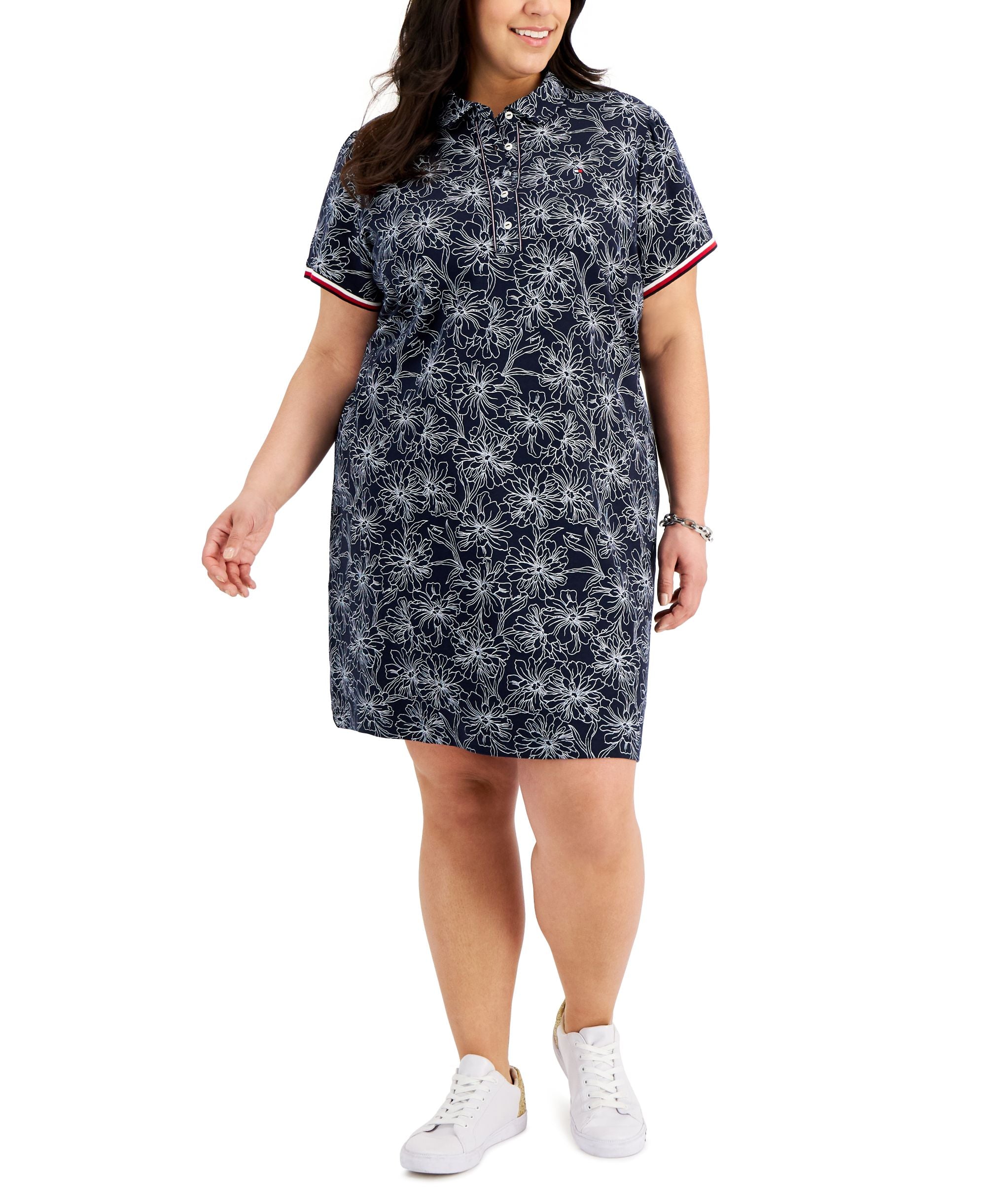Tommy Hilfiger Plus Size Cotton Puff Sleeve Polo Dress