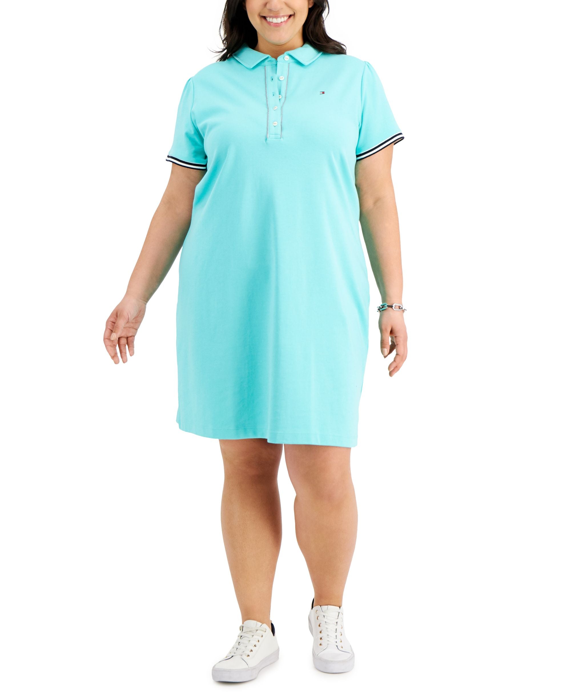 Tommy Hilfiger Plus Size Cotton Puff Sleeve Polo Dress