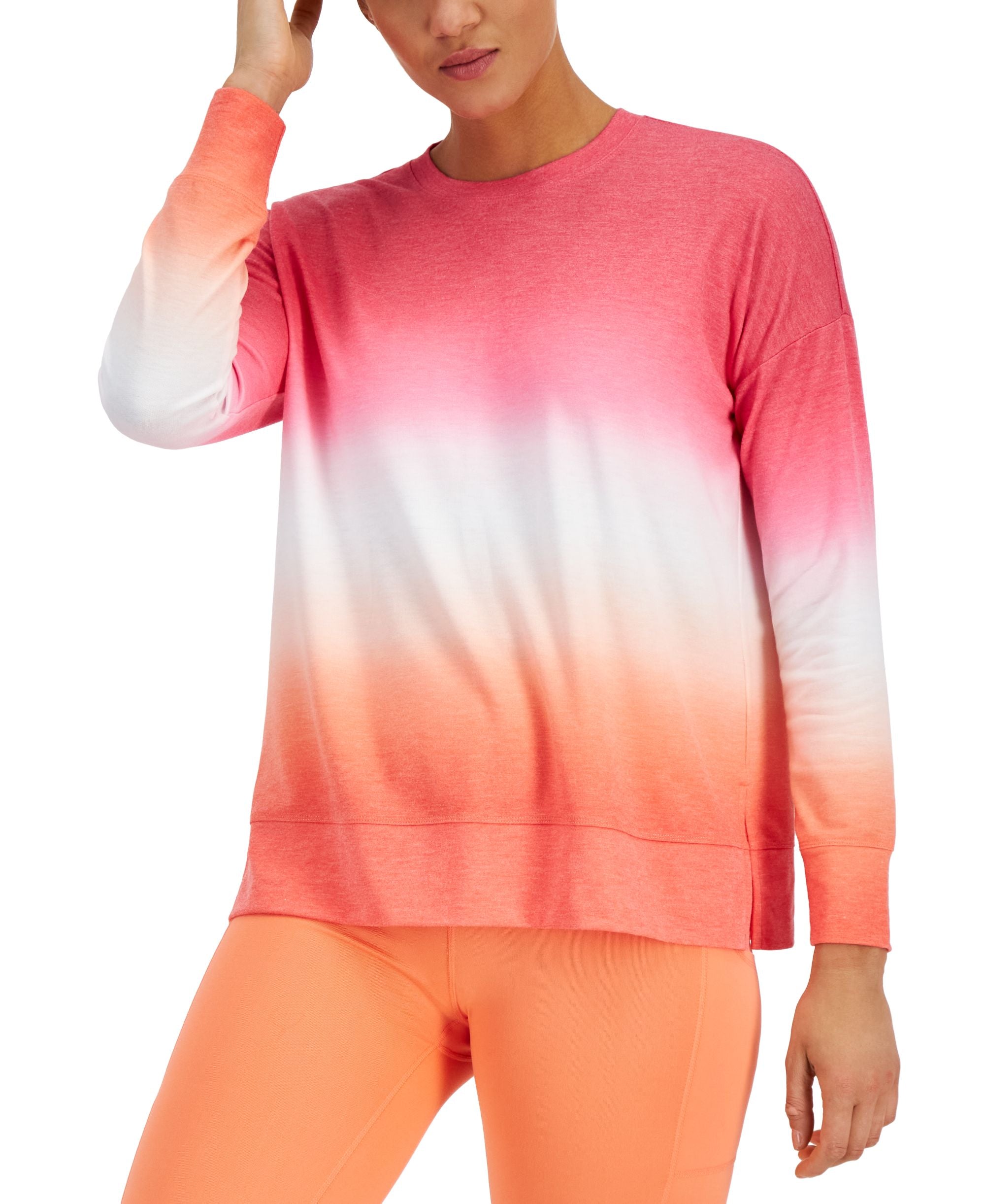 ID Ideology Womens Dip Dye Crewneck Top