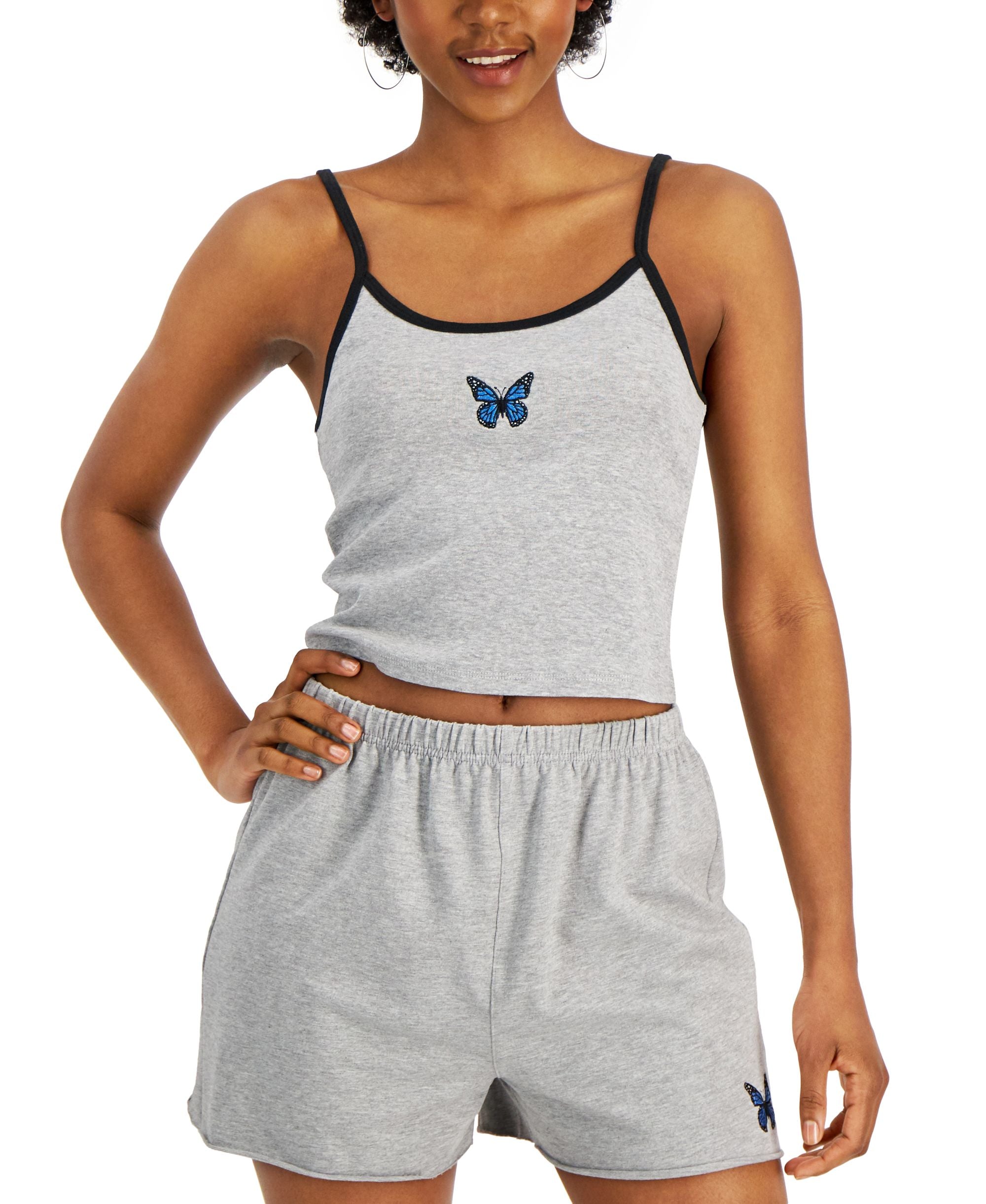 Rebellious One Juniors' Butterfly Embroidery Tank Top