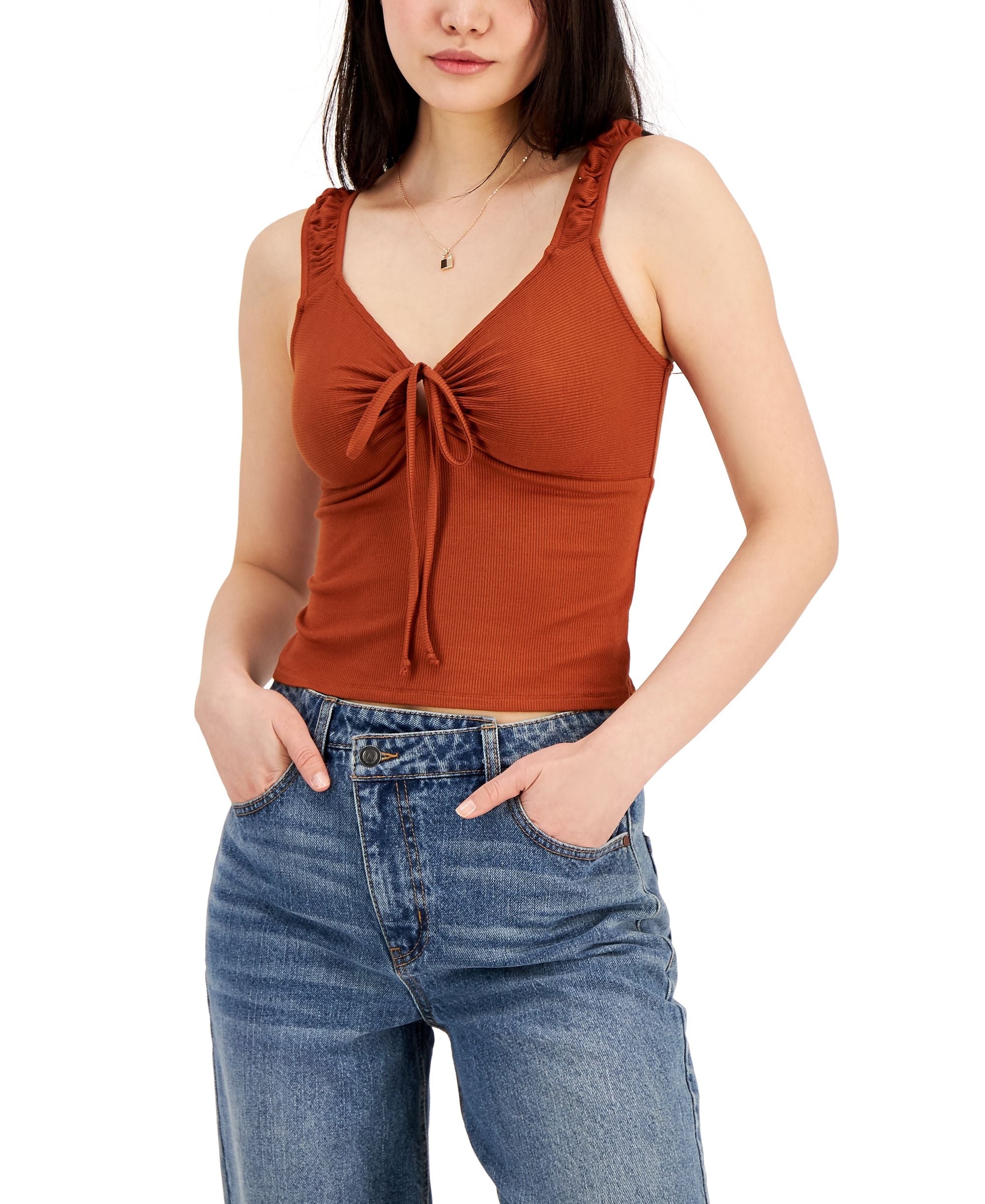 Juniors' Cinch-Front Tank Top