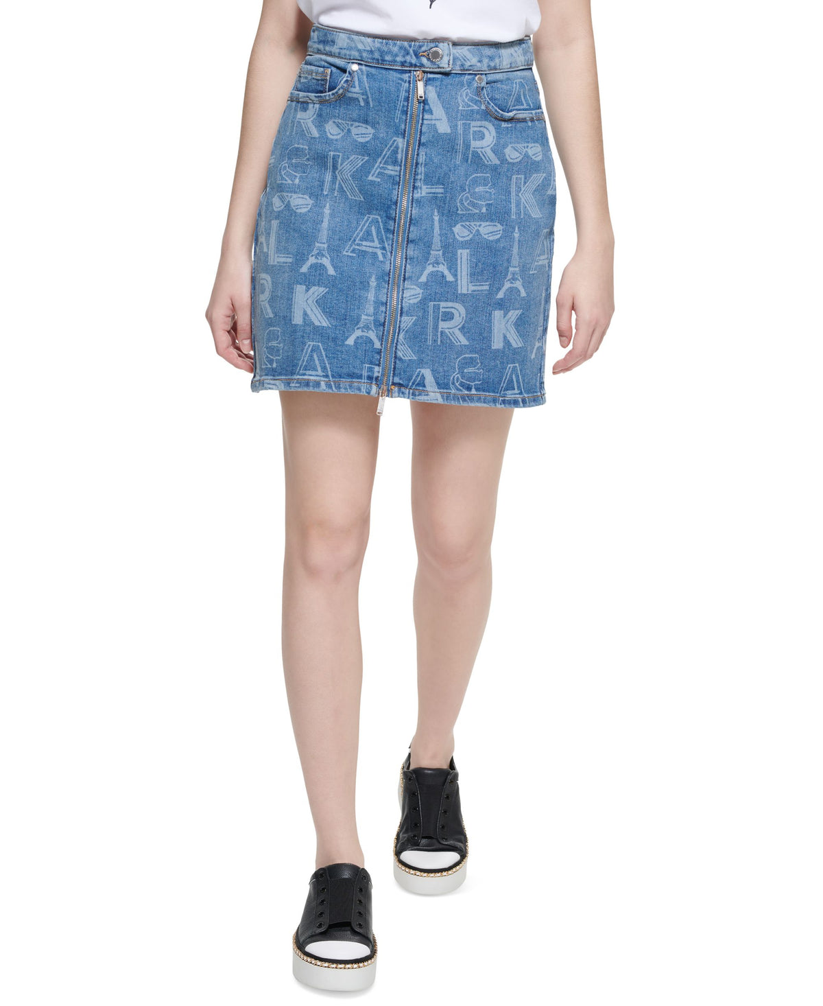 Karl Lagerfeld Paris Logo Print Mini Skirt