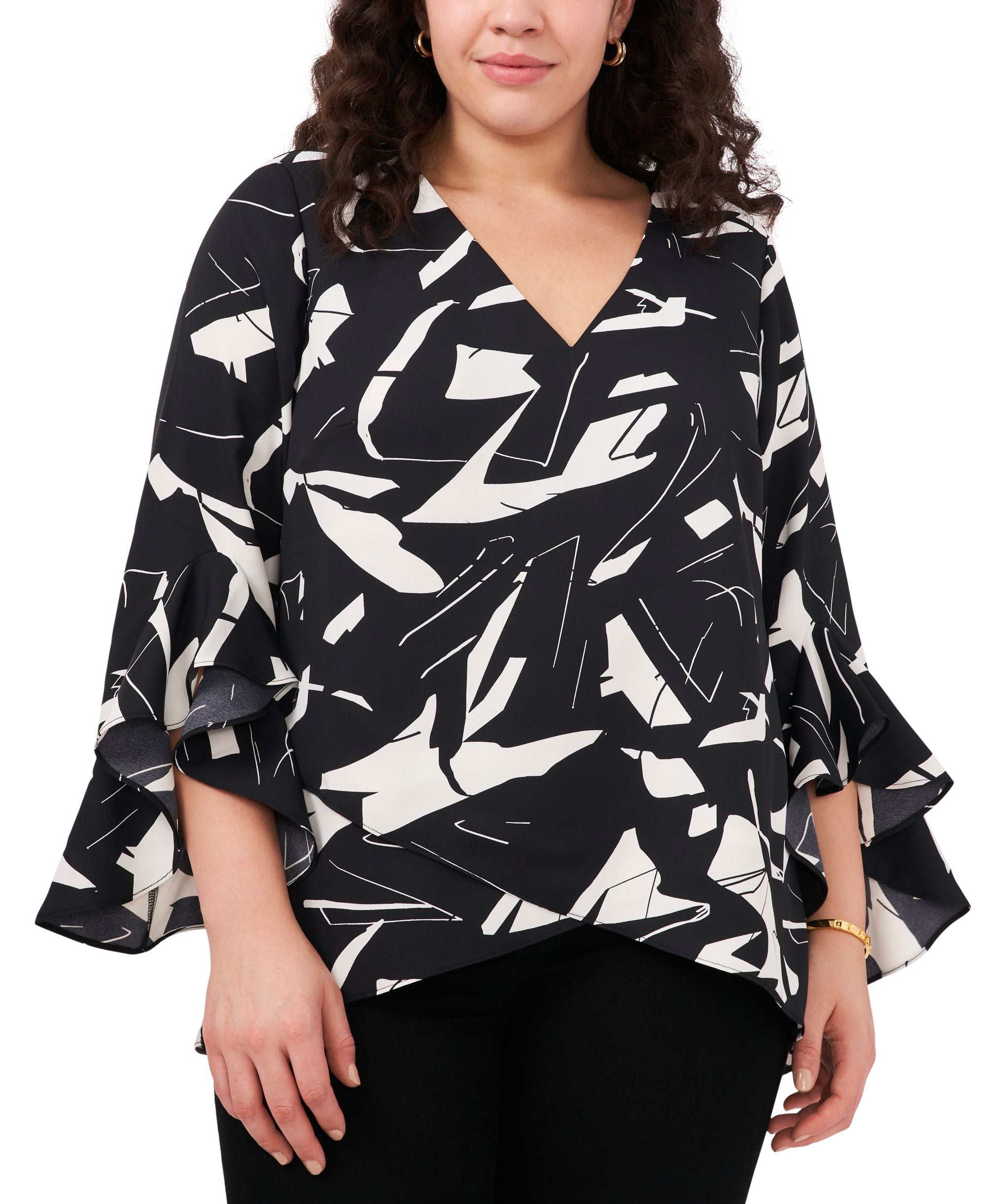 Vince Camuto Plus Size Printed 3/4 Sleeve Tunic