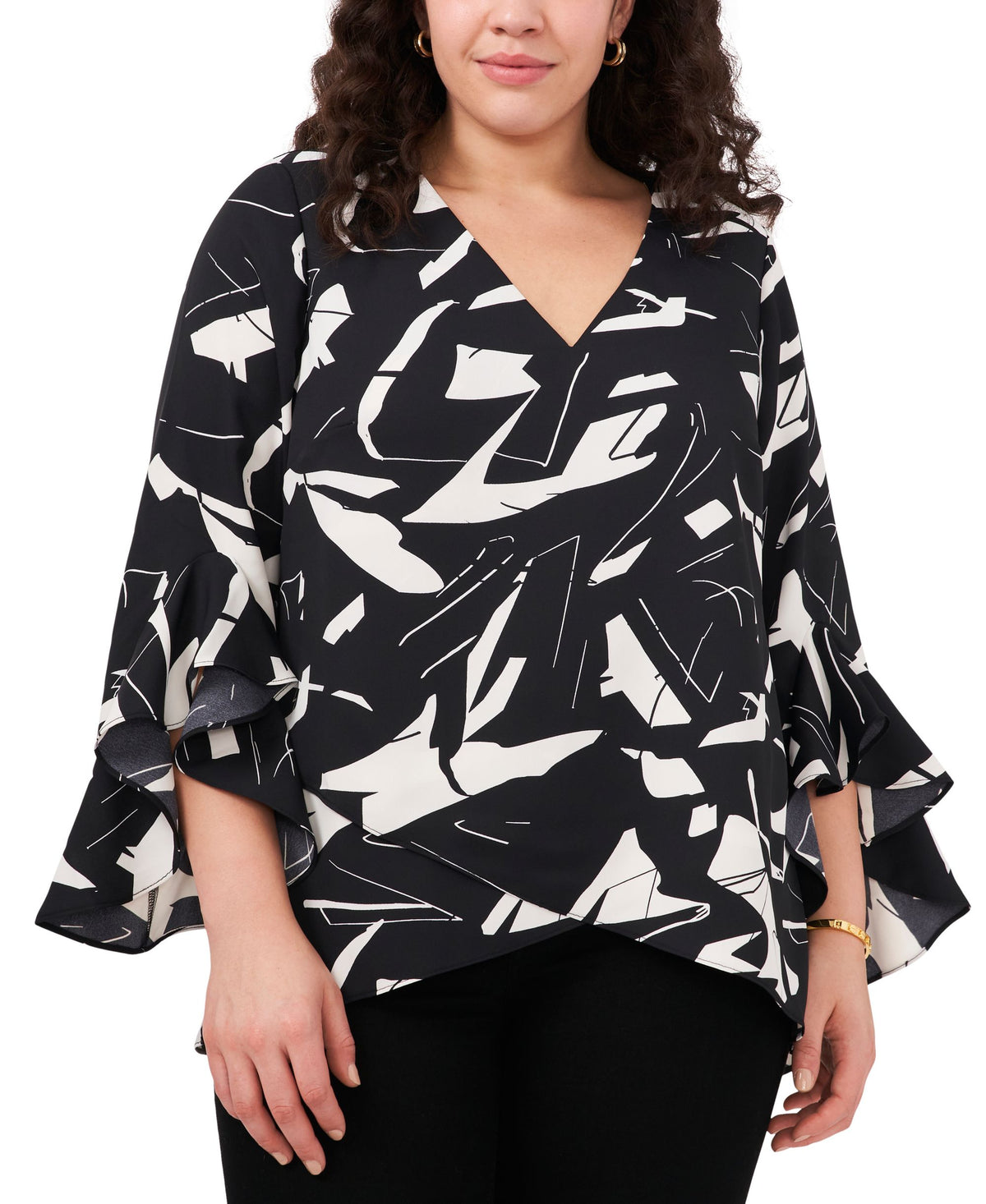 Vince Camuto Plus Size Printed 3/4 Sleeve Tunic